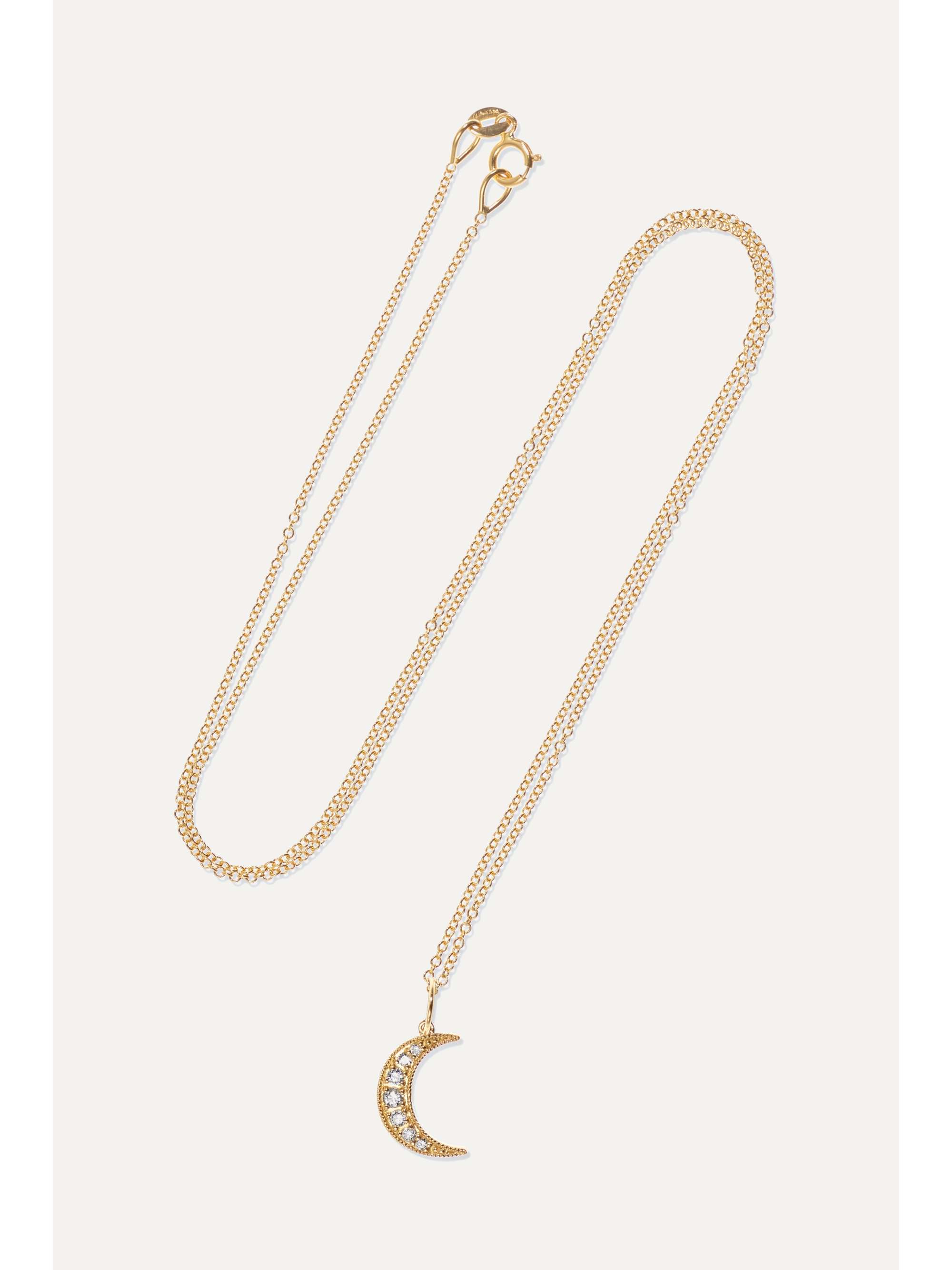 ANDREA FOHRMAN Crescent Moon 18-karat gold diamond necklace NET
