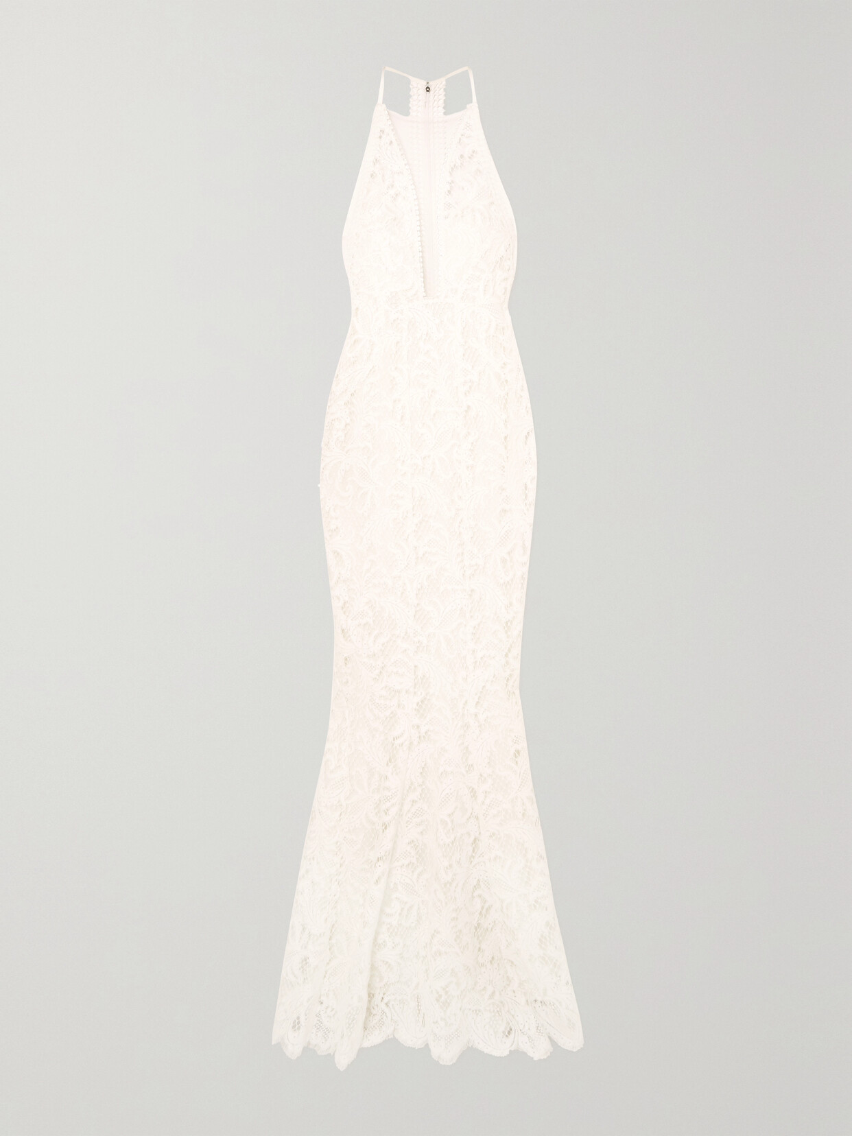 Galvan Positano Tulle-paneled Lace Gown