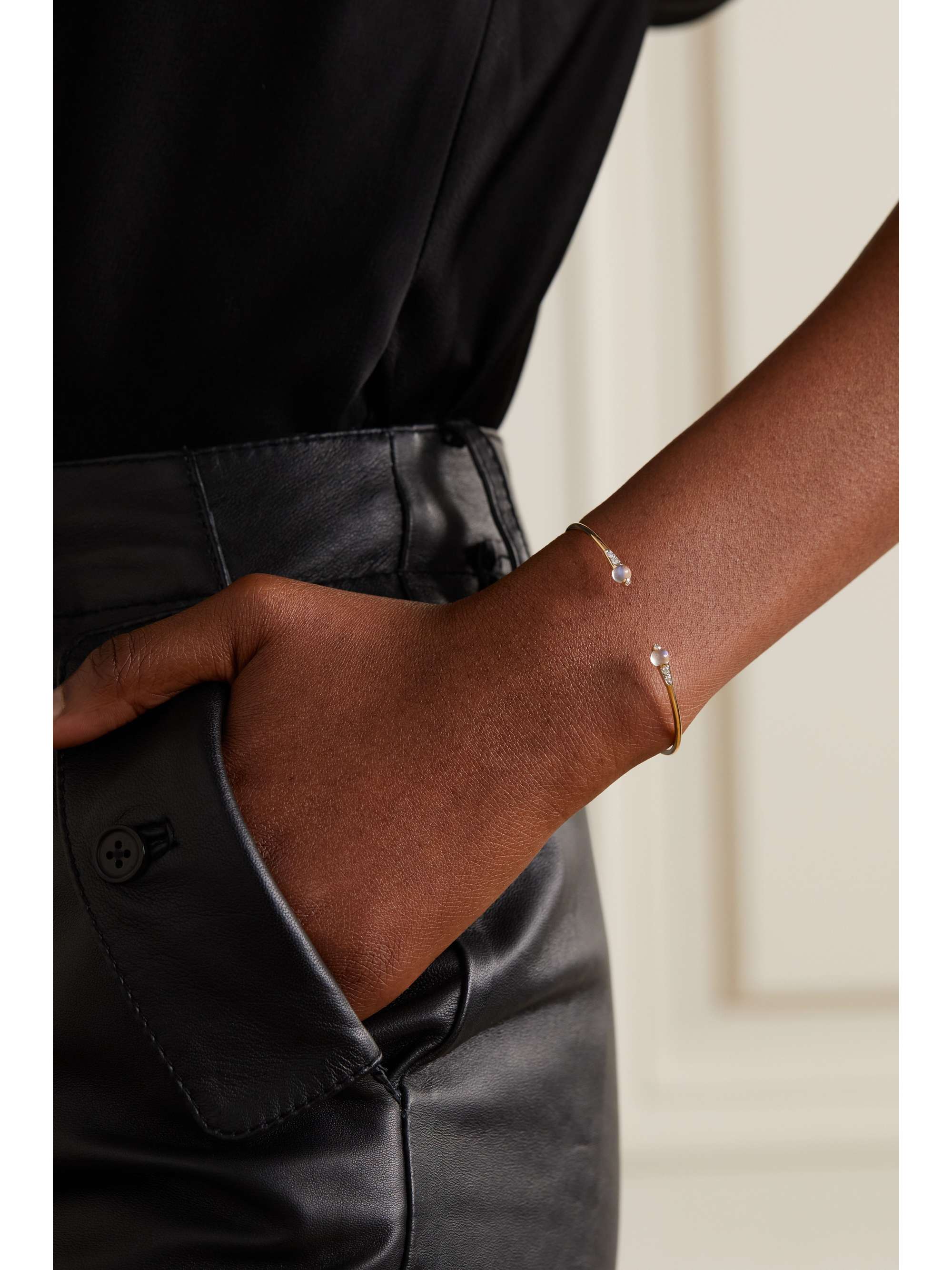POMELLATO 18-karat rose gold, moonstone and diamond cuff