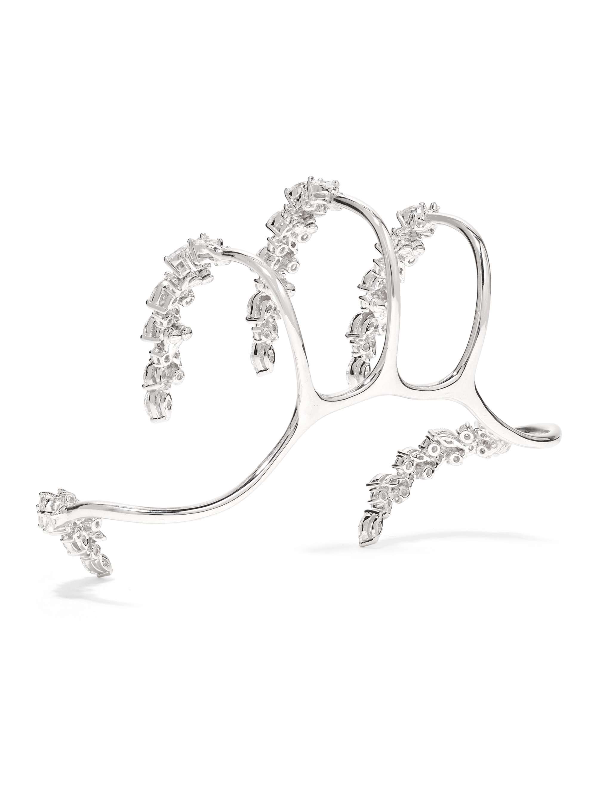 YEPREM The Claw 18-karat white gold diamond hand cuff