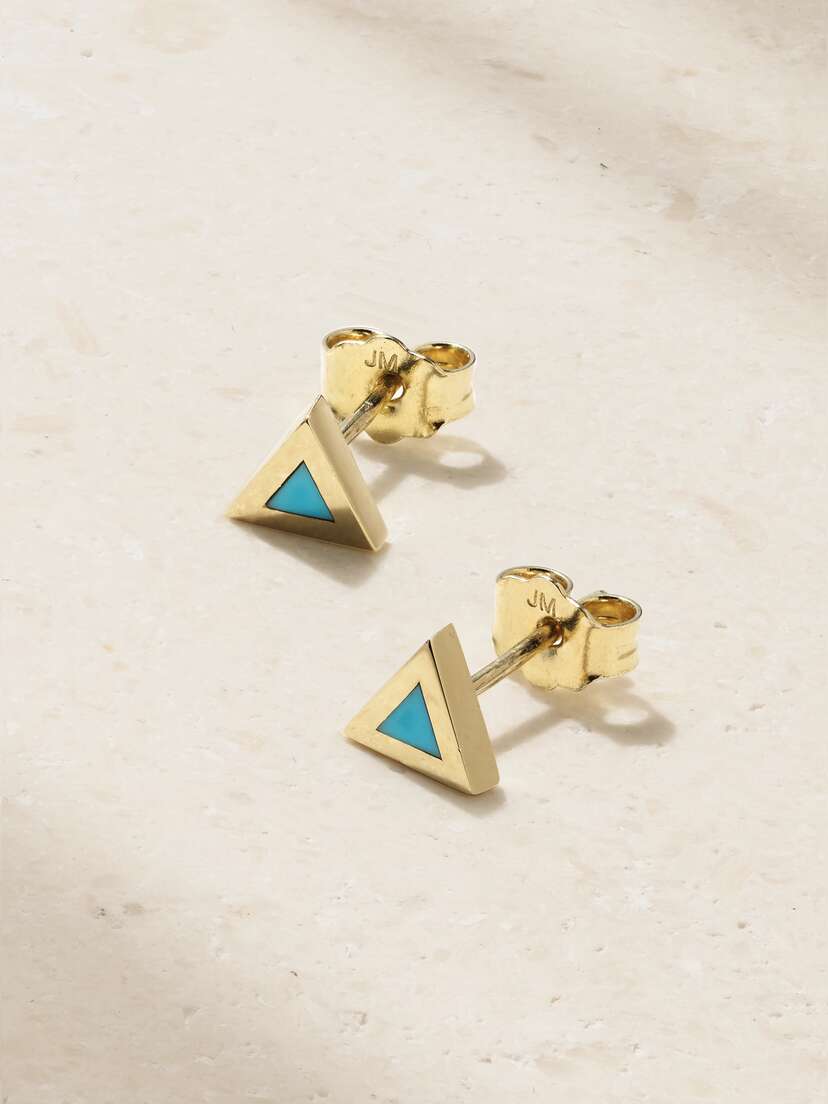 Jennifer Meyer Mini Triangle 18-karat Gold Turquoise Earrings