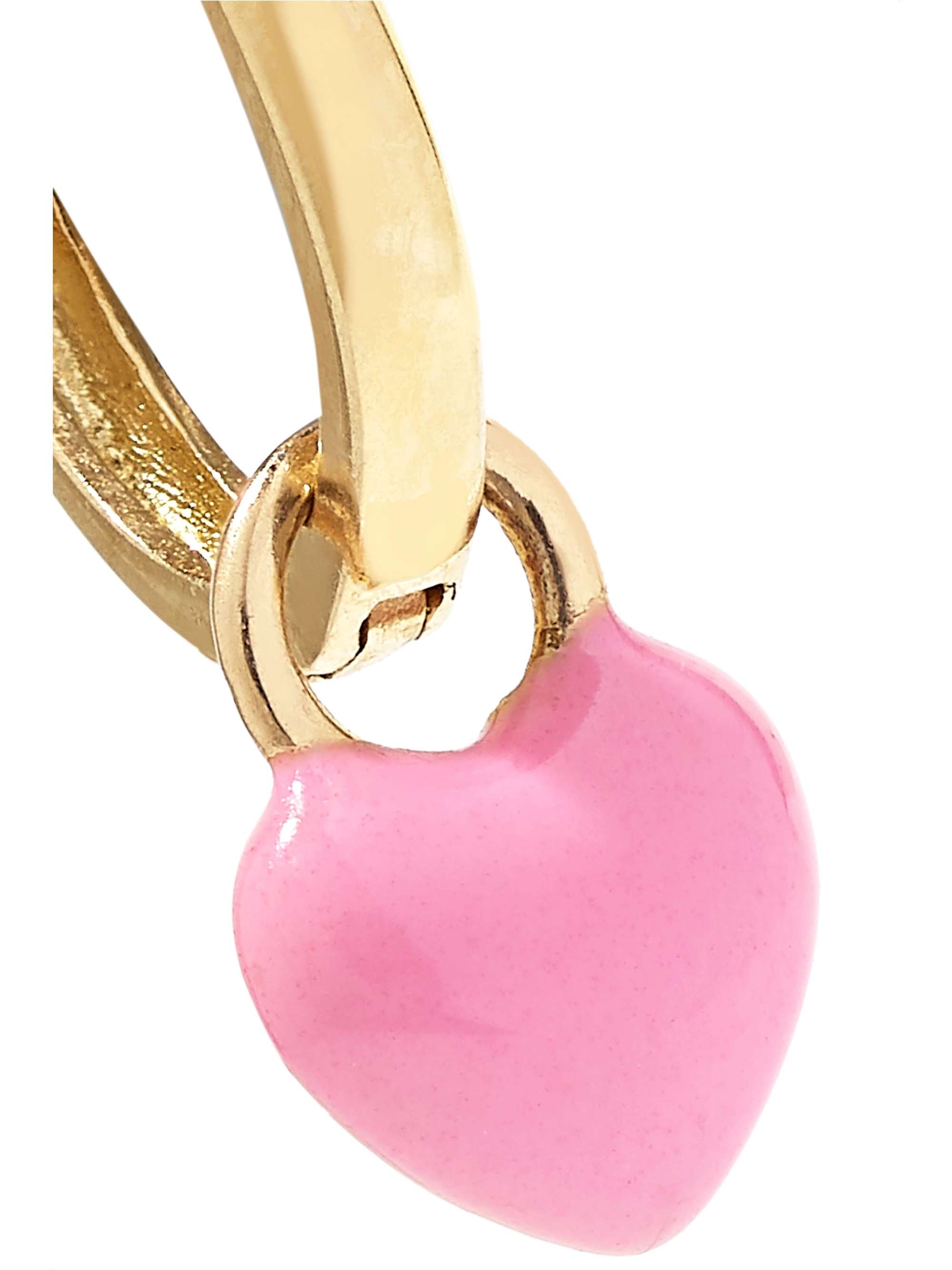 ALISON LOU Tiny Heart Huggy 14-karat gold enamel hoop earring