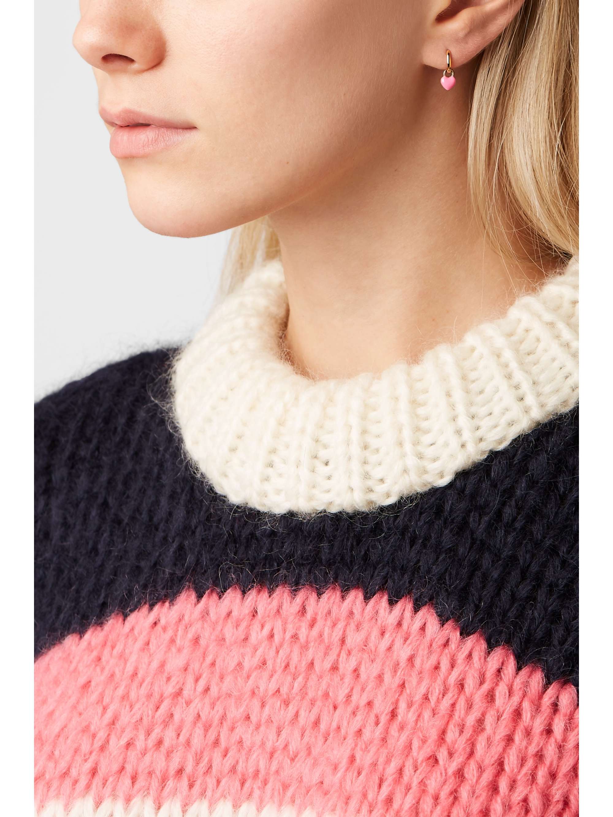 ALISON LOU Tiny Heart Huggy 14-karat gold enamel hoop earring