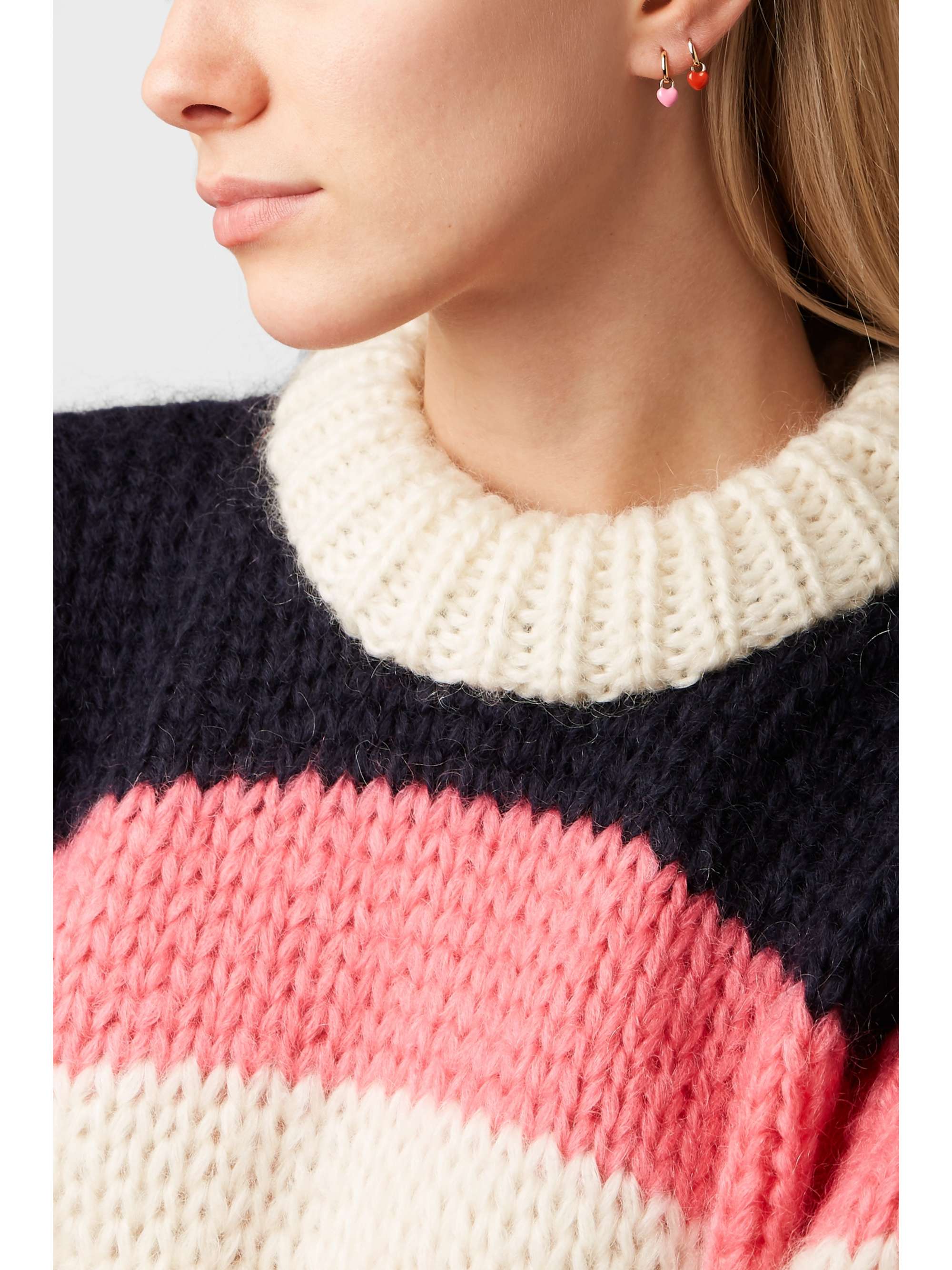 ALISON LOU Tiny Heart Huggy 14-karat gold enamel hoop earring