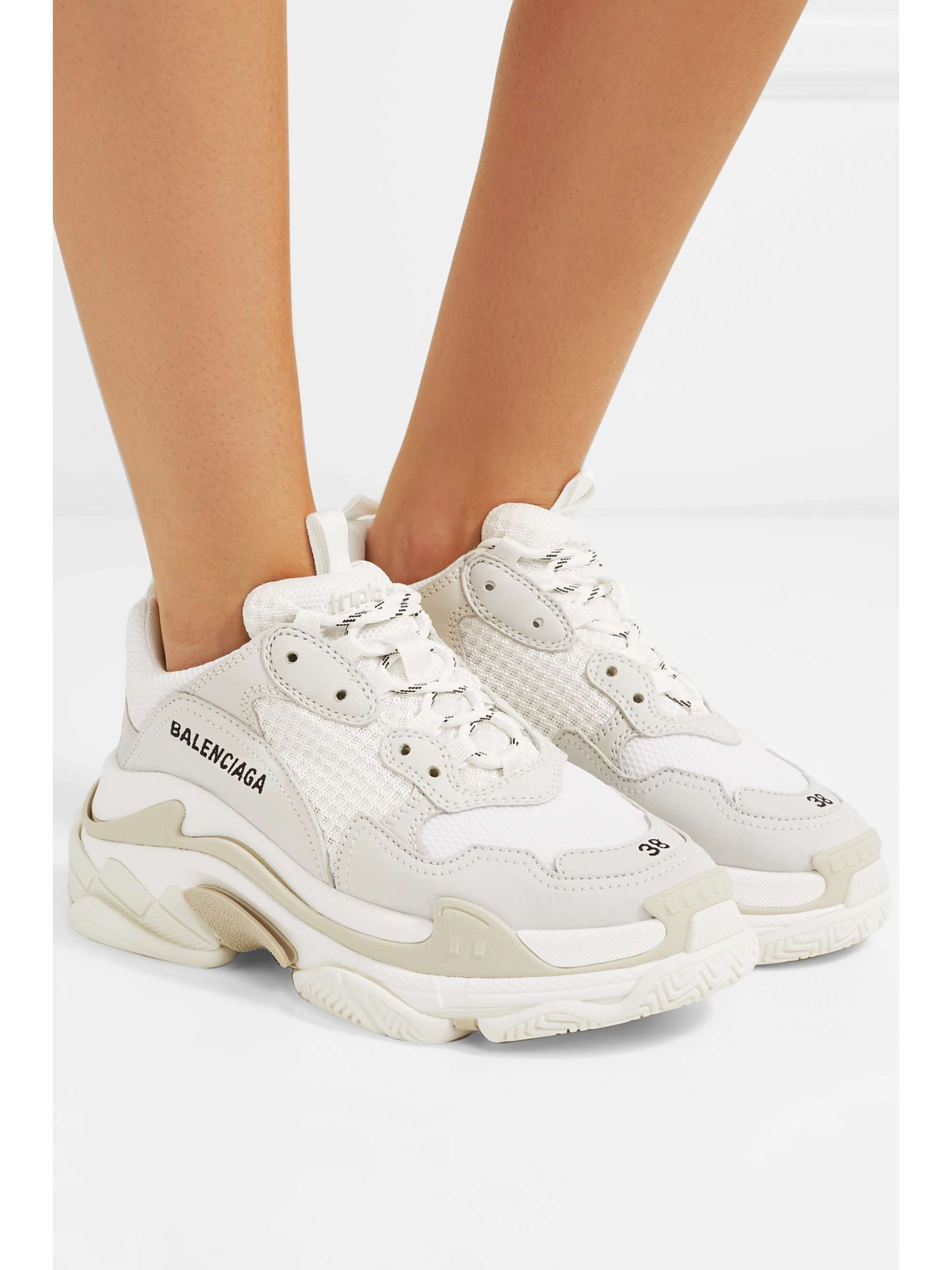 White Triple S suede, and | BALENCIAGA | NET-A-PORTER