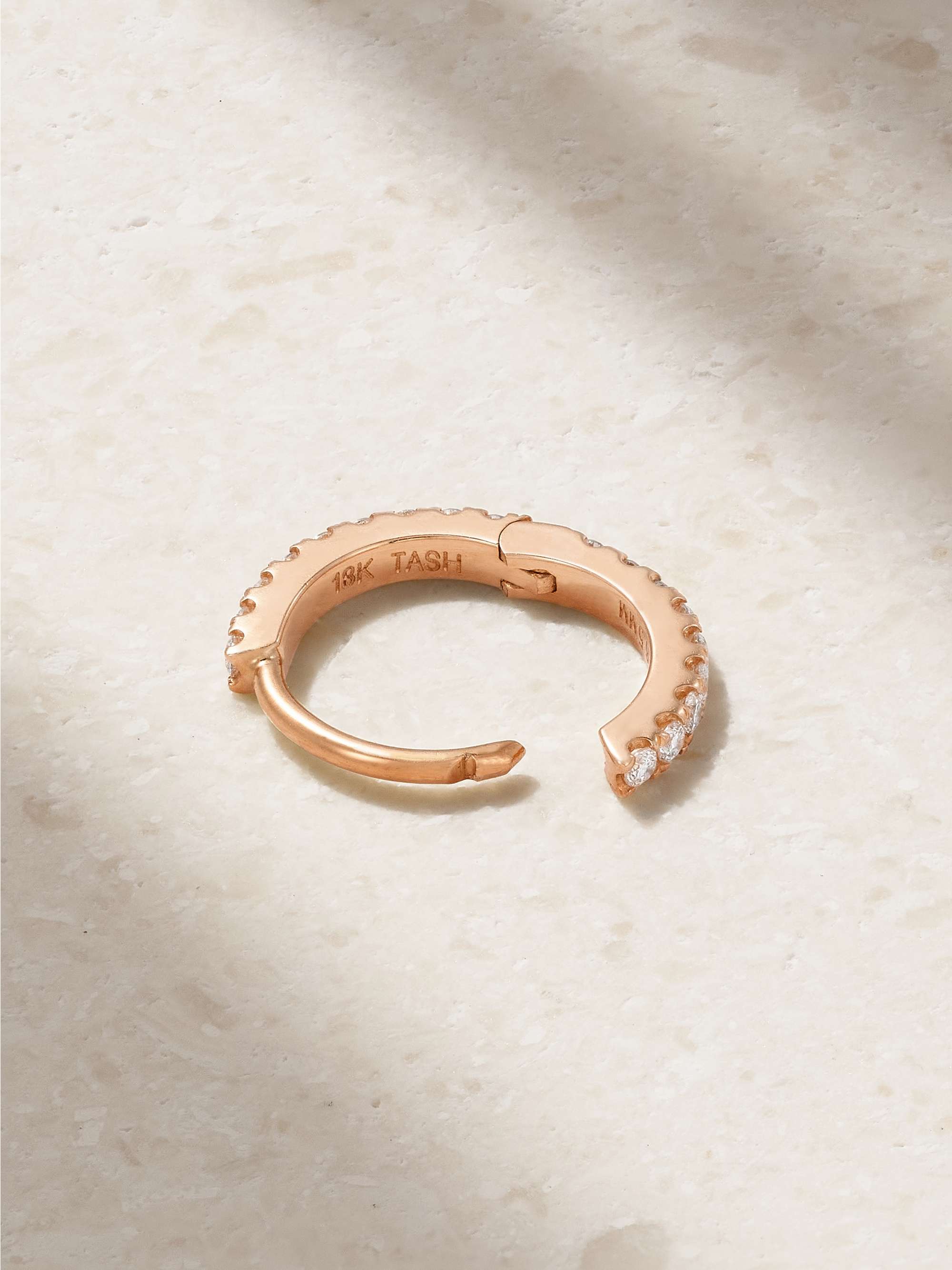 MARIA TASH 6.5mm 18-karat rose gold diamond hoop earring