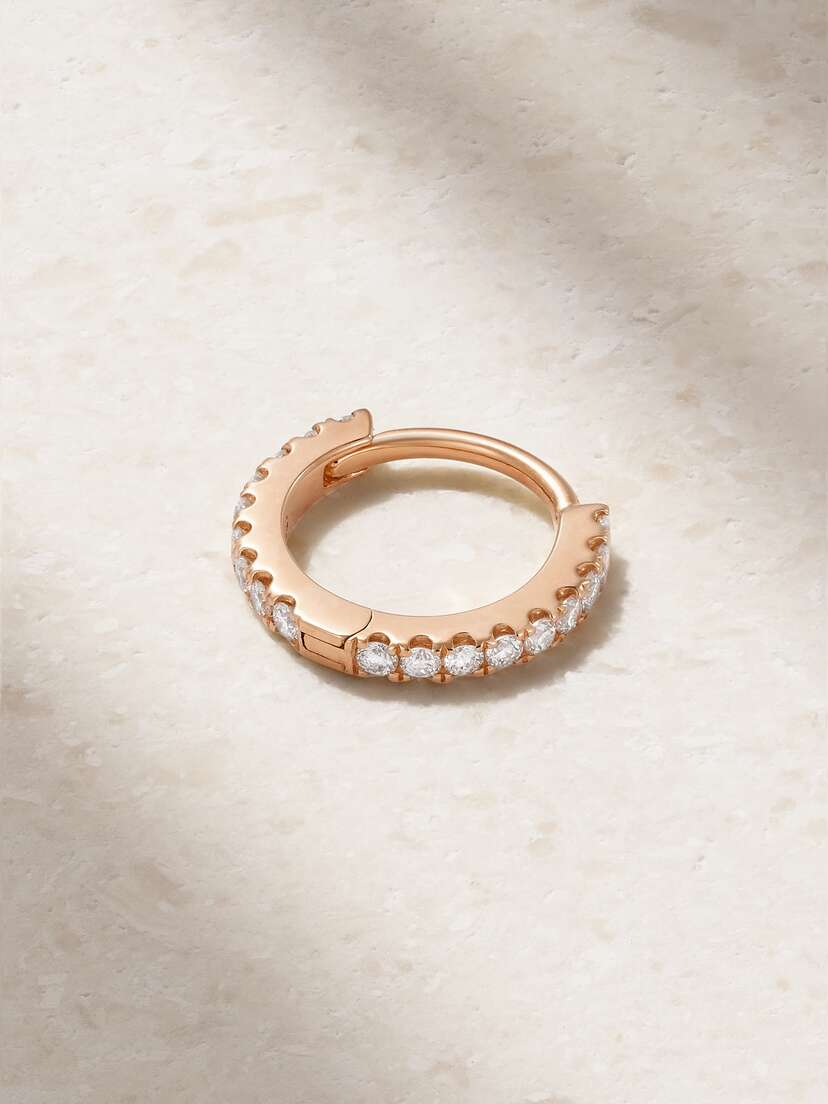 MARIA TASH 6.5mm 18-karat Rose Gold Diamond Hoop Earring