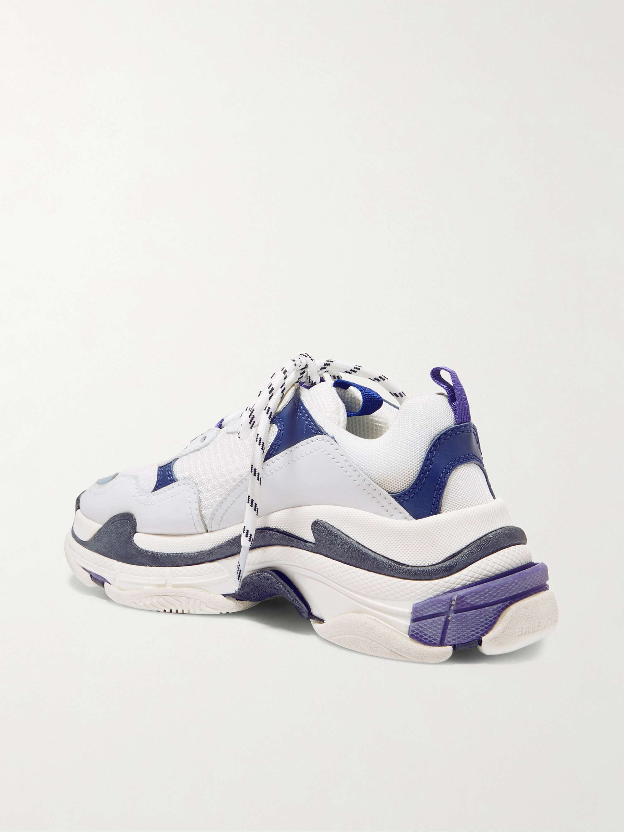 BALENCIAGA Triple S logo-embroidered leather, nubuck and mesh sneakers