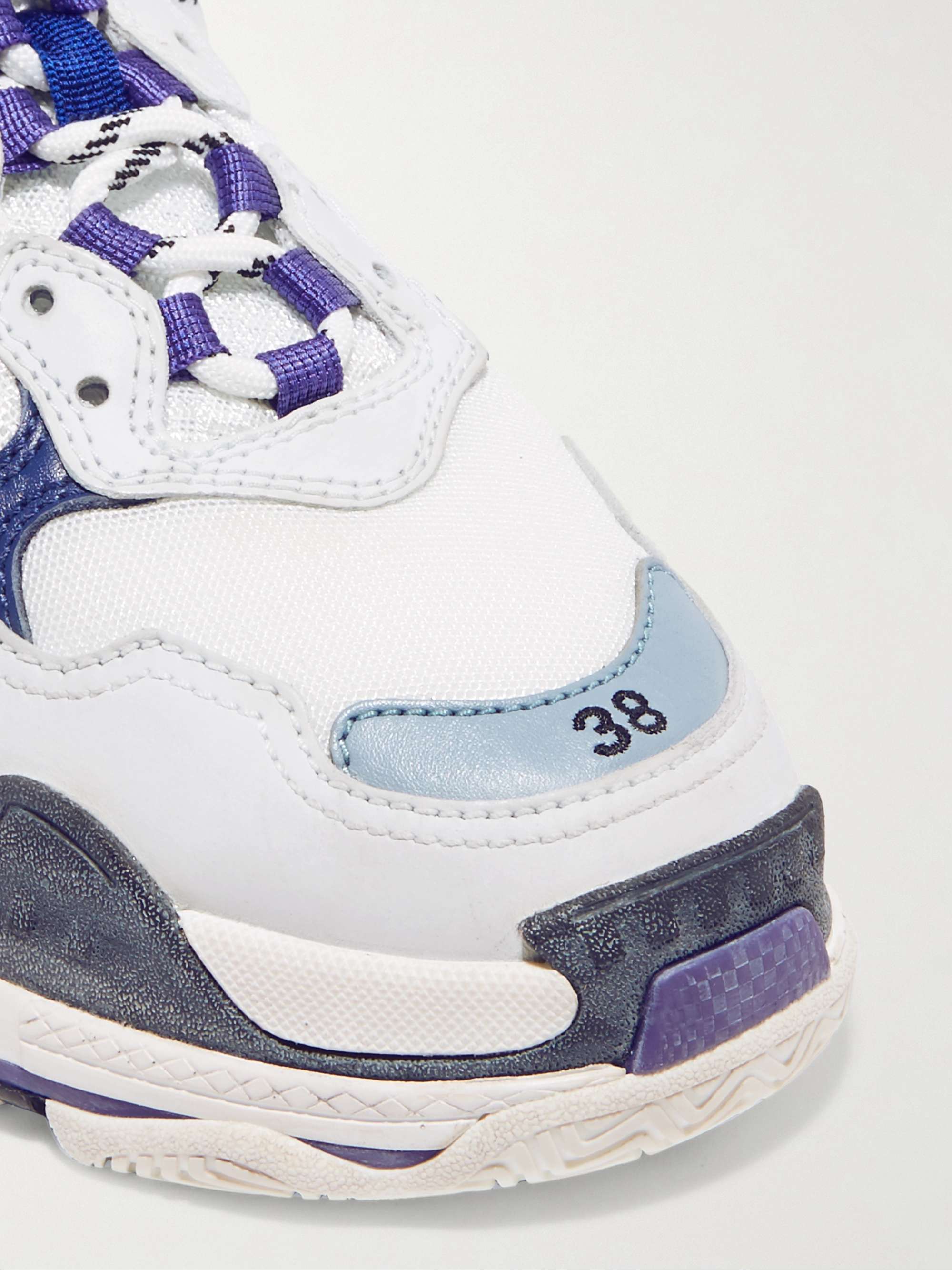 BALENCIAGA Triple S logo-embroidered leather, nubuck and mesh sneakers