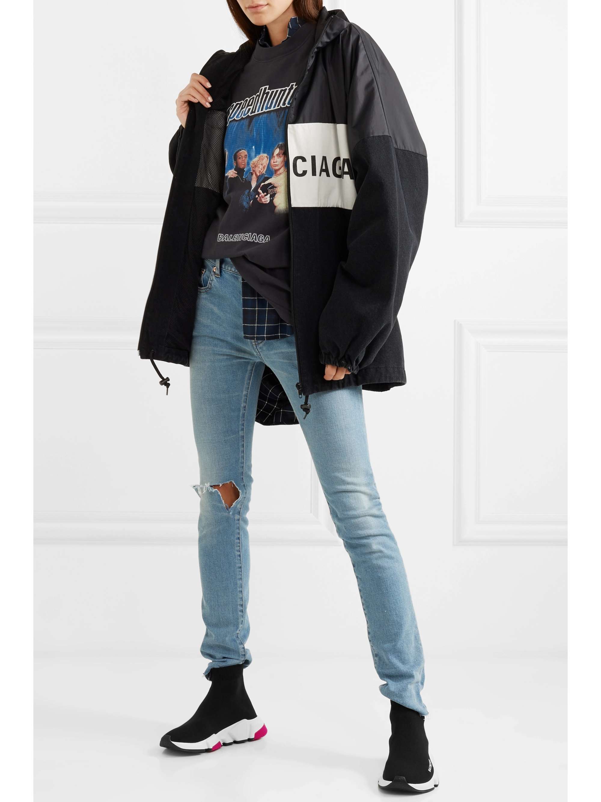 BALENCIAGA Baskets montantes en mailles stretch Speed