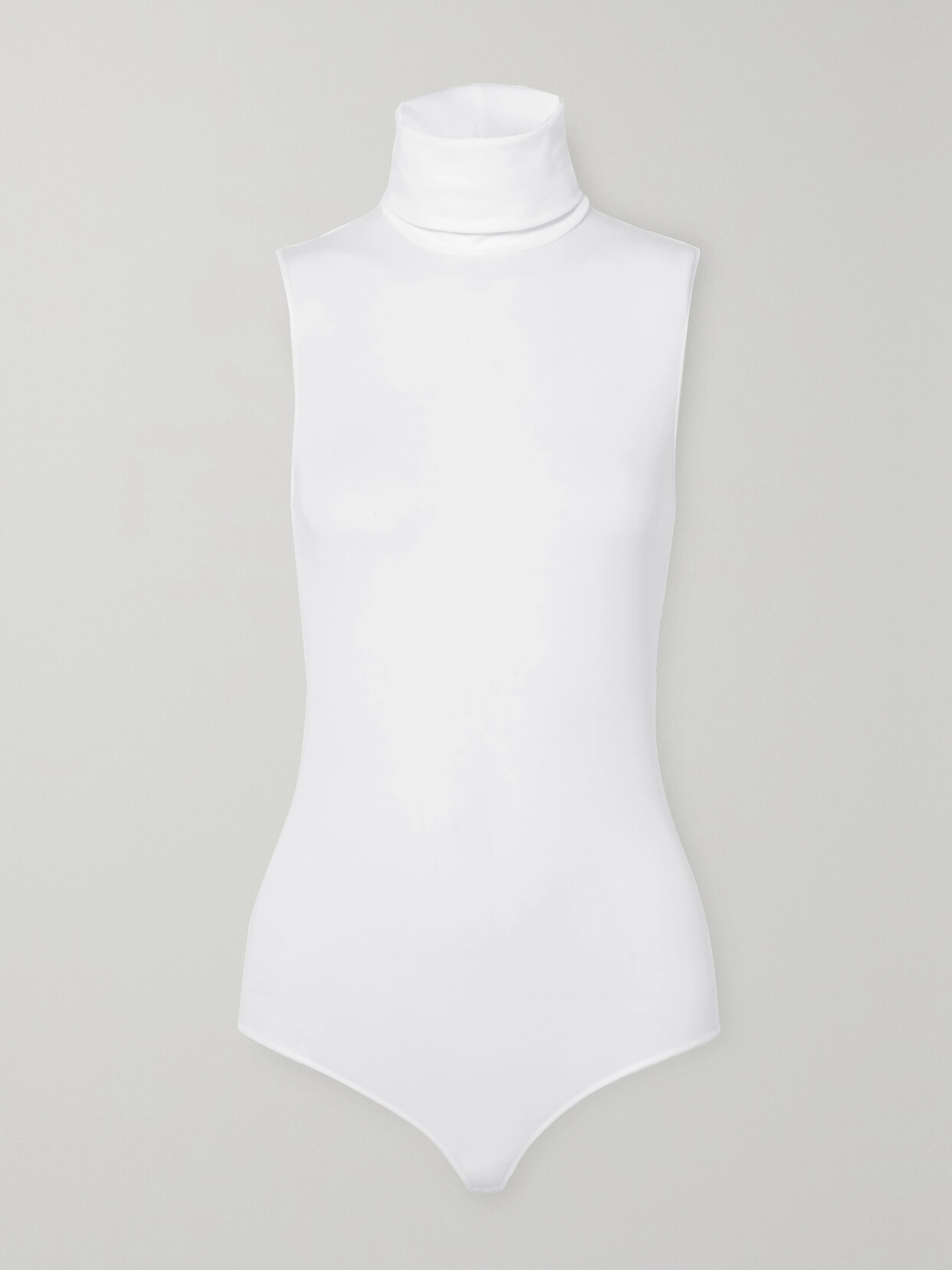 Wolford Stretch Modal-blend Turtleneck Thong Bodysuit In White