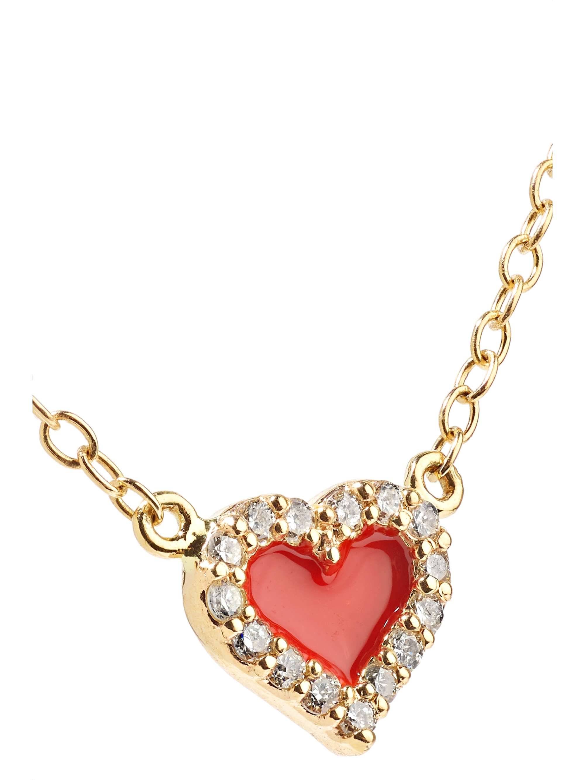 ALISON LOU Heart 14-karat gold, enamel and diamond necklace