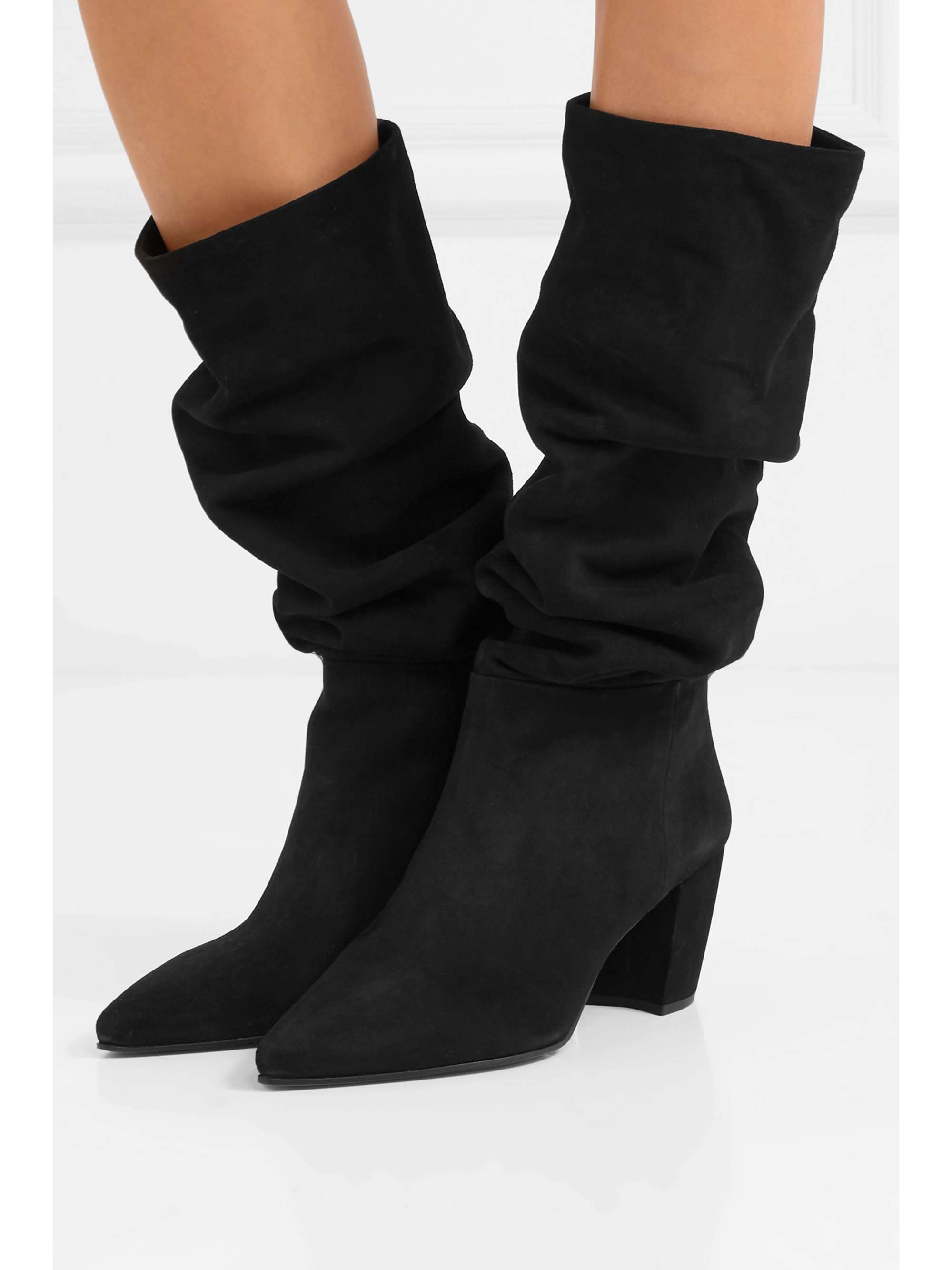 prada suede knee high boots