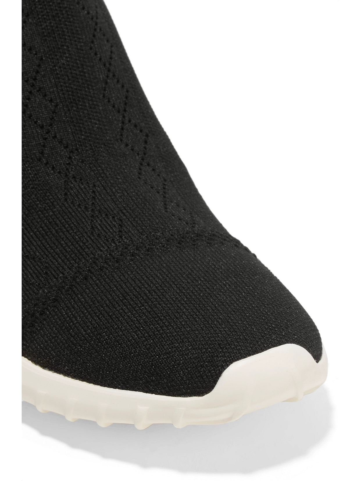 Moncler Giroflee Leather-paneled Stretch-knit Slip-on Sneakers In Black