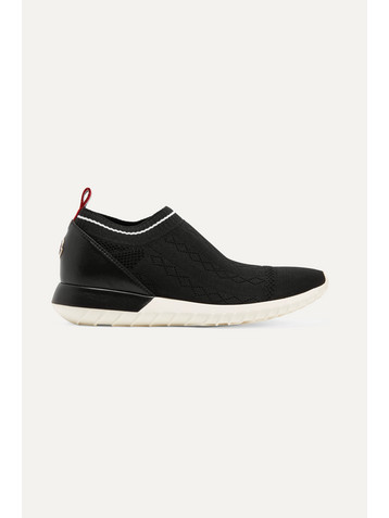 Moncler Giroflee leather-paneled stretch-knit slip-on sneakers