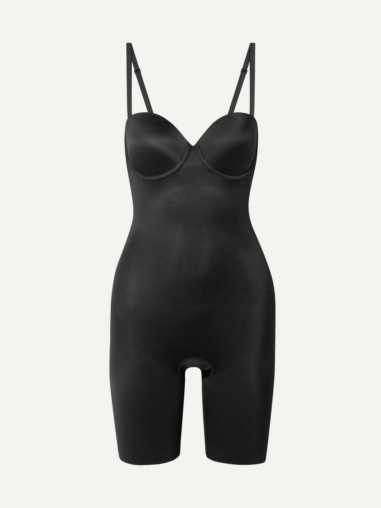 Spanx Suit Your Fancy Strapless Convertible Underwire Mid-thigh Bodysuit In Black