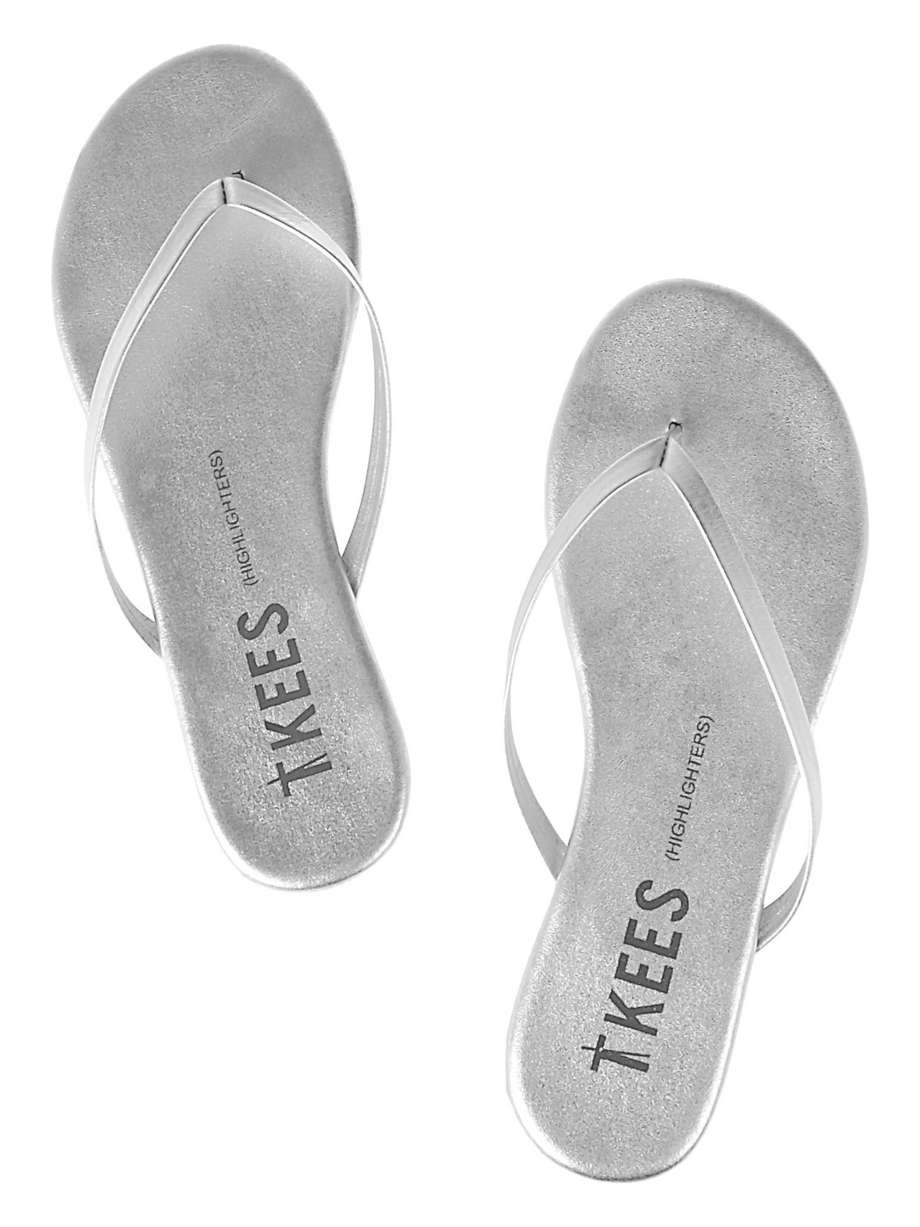 Silver Metallics leather flip flops | TKEES | NET-A-PORTER