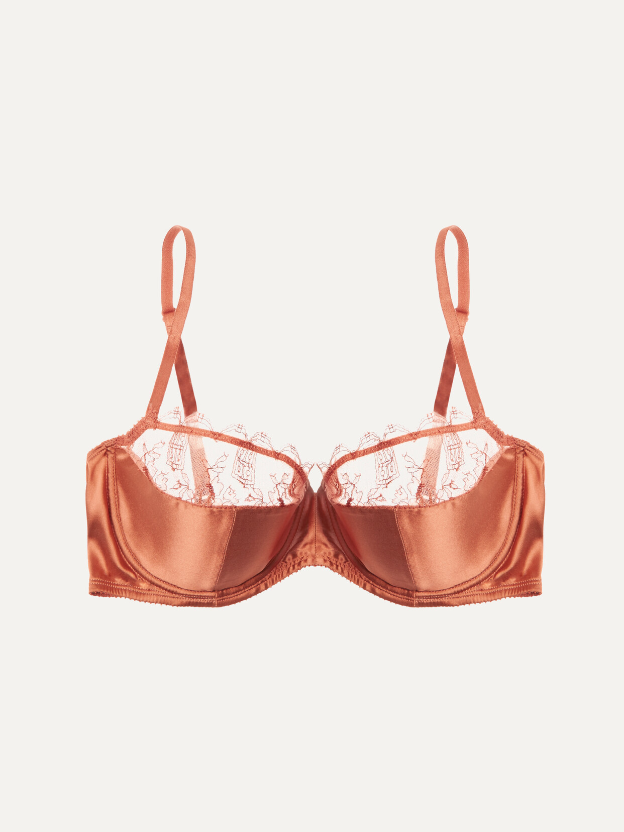 Eres La Pagode Port Royal Lace-trimmed Stretch-satin Balconette Bra In Bronze