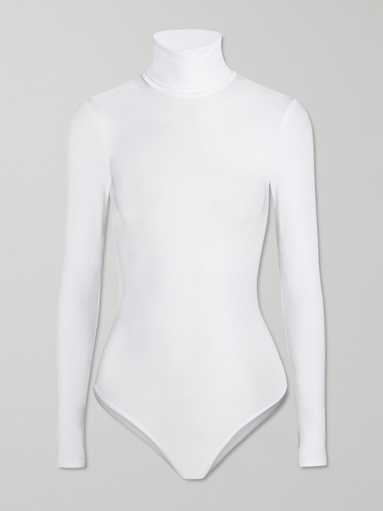 Wolford Colorado Turtleneck Jersey Thong Bodysuit In White