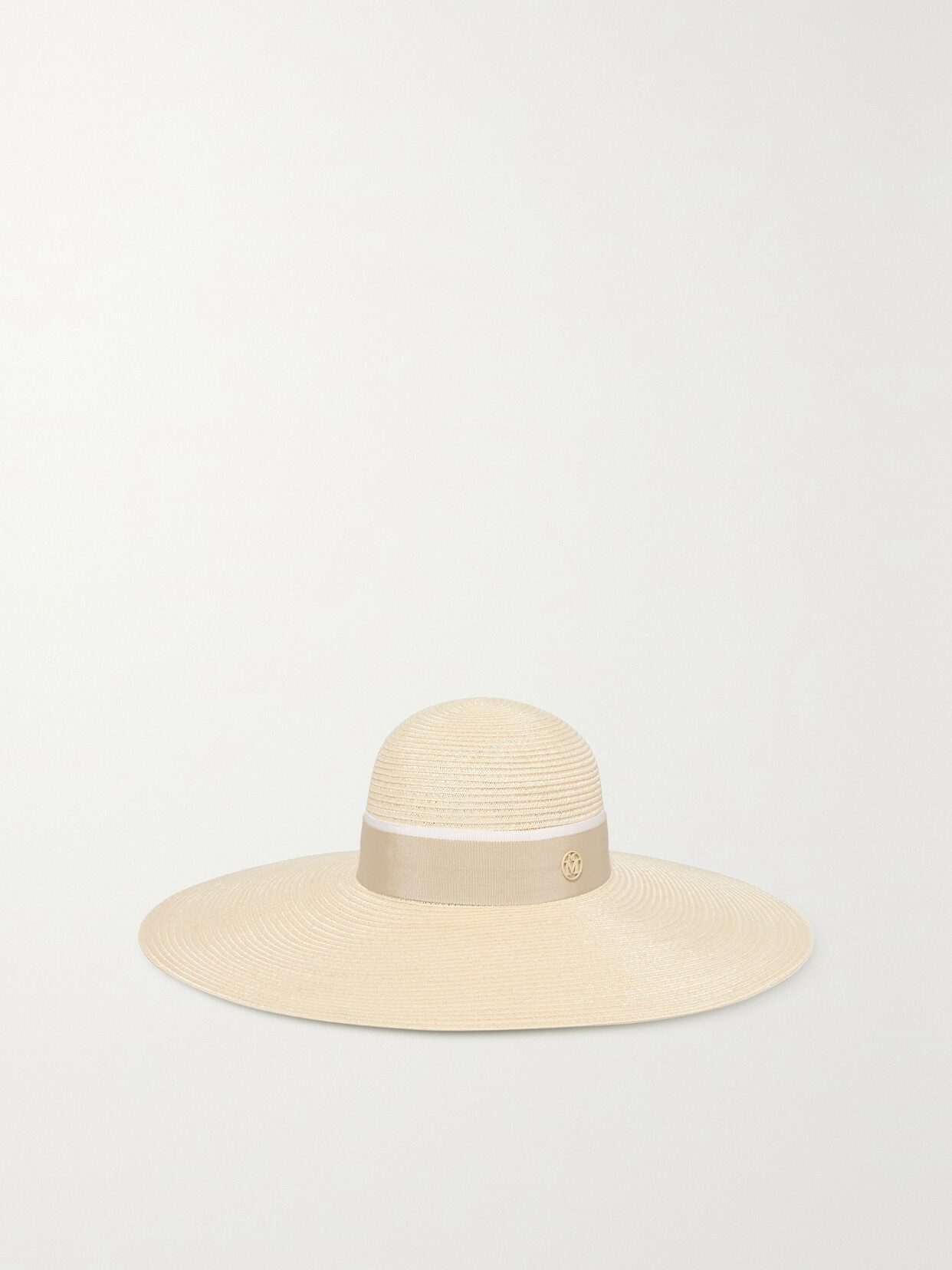 MAISON MICHEL BLANCHE GROSGRAIN-TRIMMED STRAW SUNHAT
