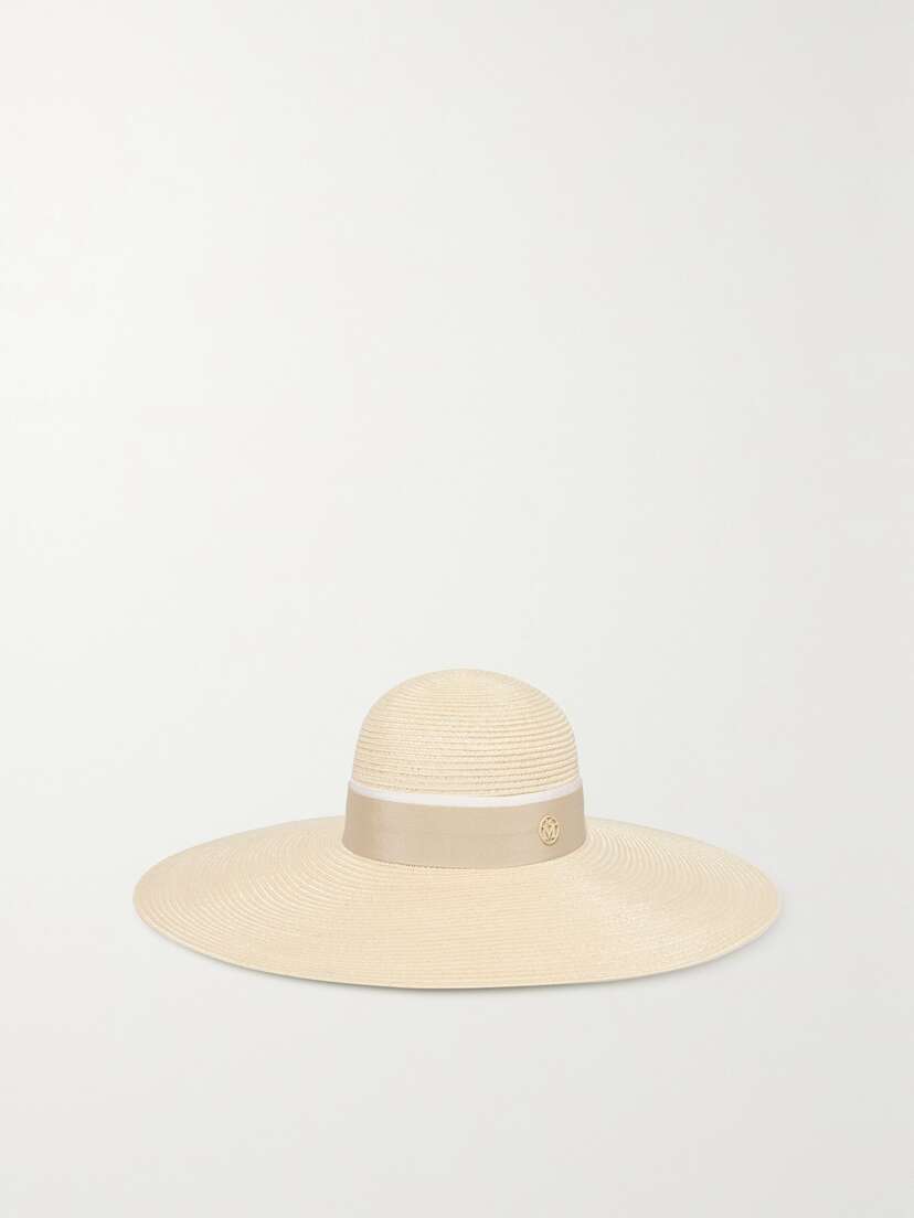 Maison Michel Blanche Grosgrain-trimmed Straw Sunhat