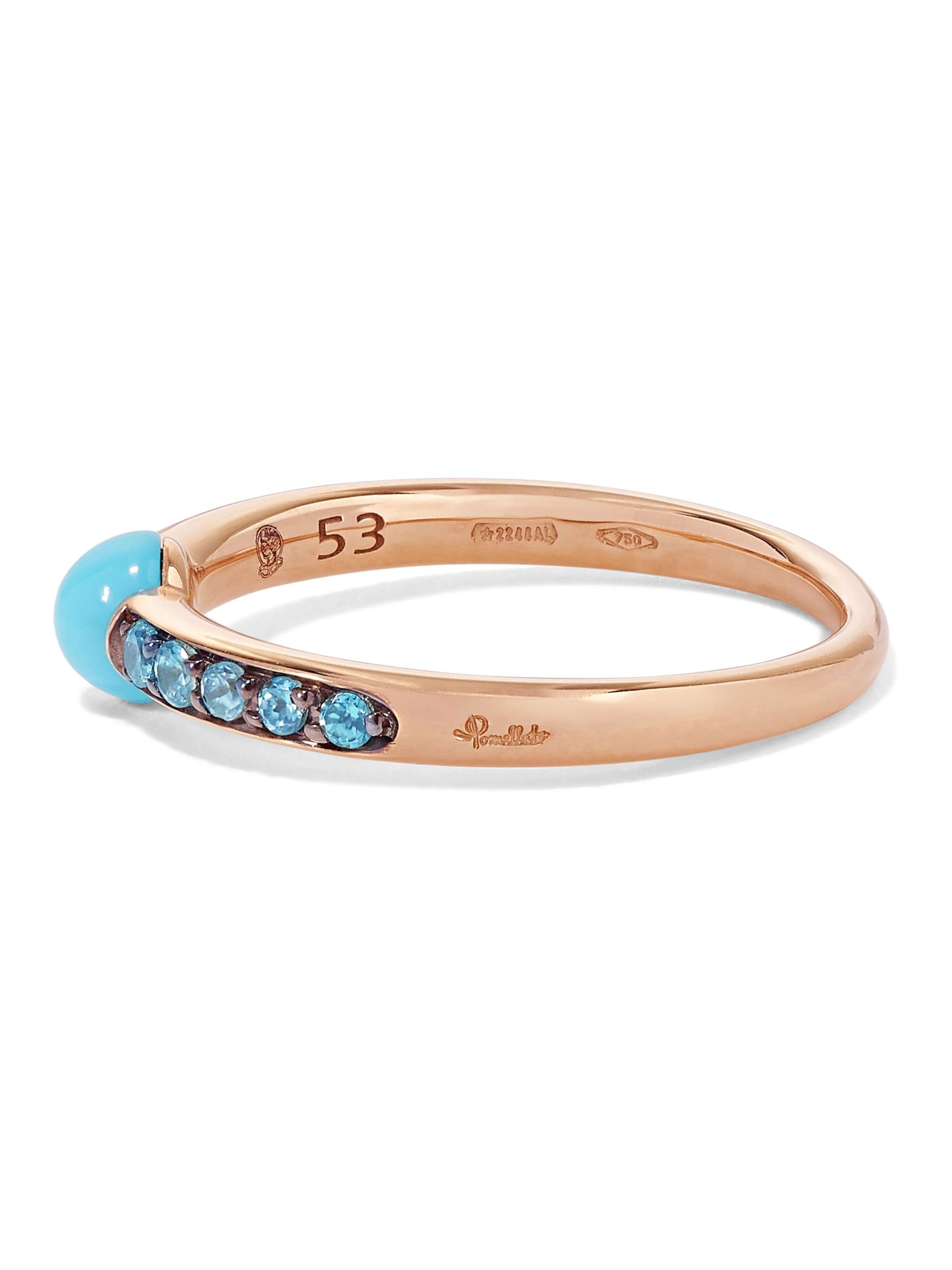 POMELLATO 18-karat rose gold, turquoise and zircon ring