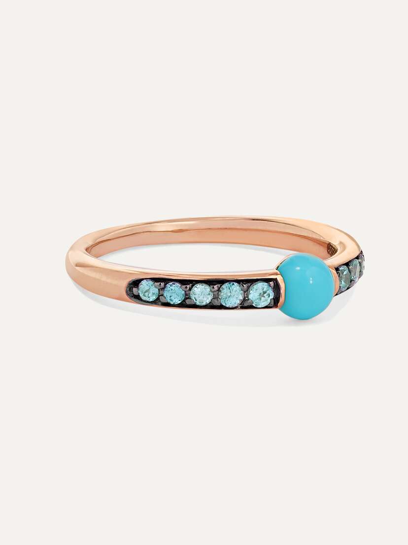 Pomellato 18-karat Rose Gold, Turquoise And Zircon Ring