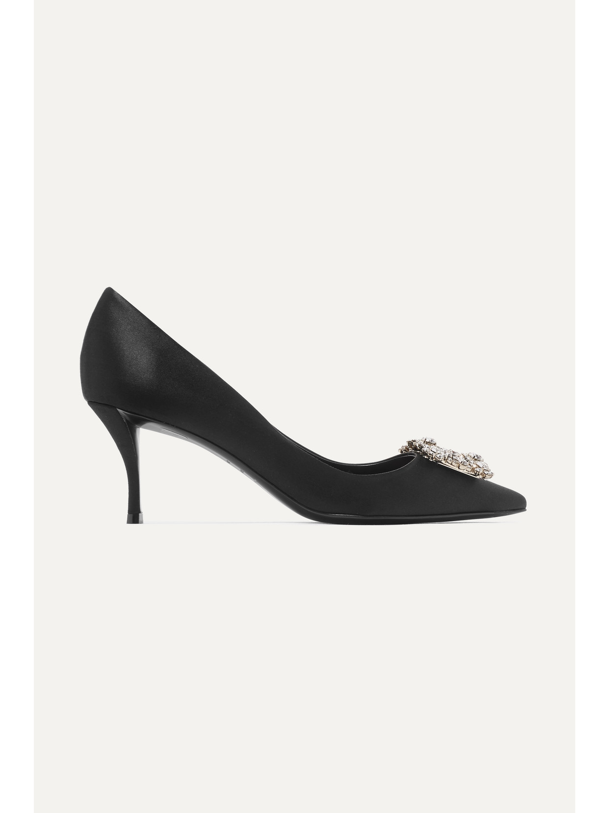 Roger Vivier Embellished Satin Pumps In Black