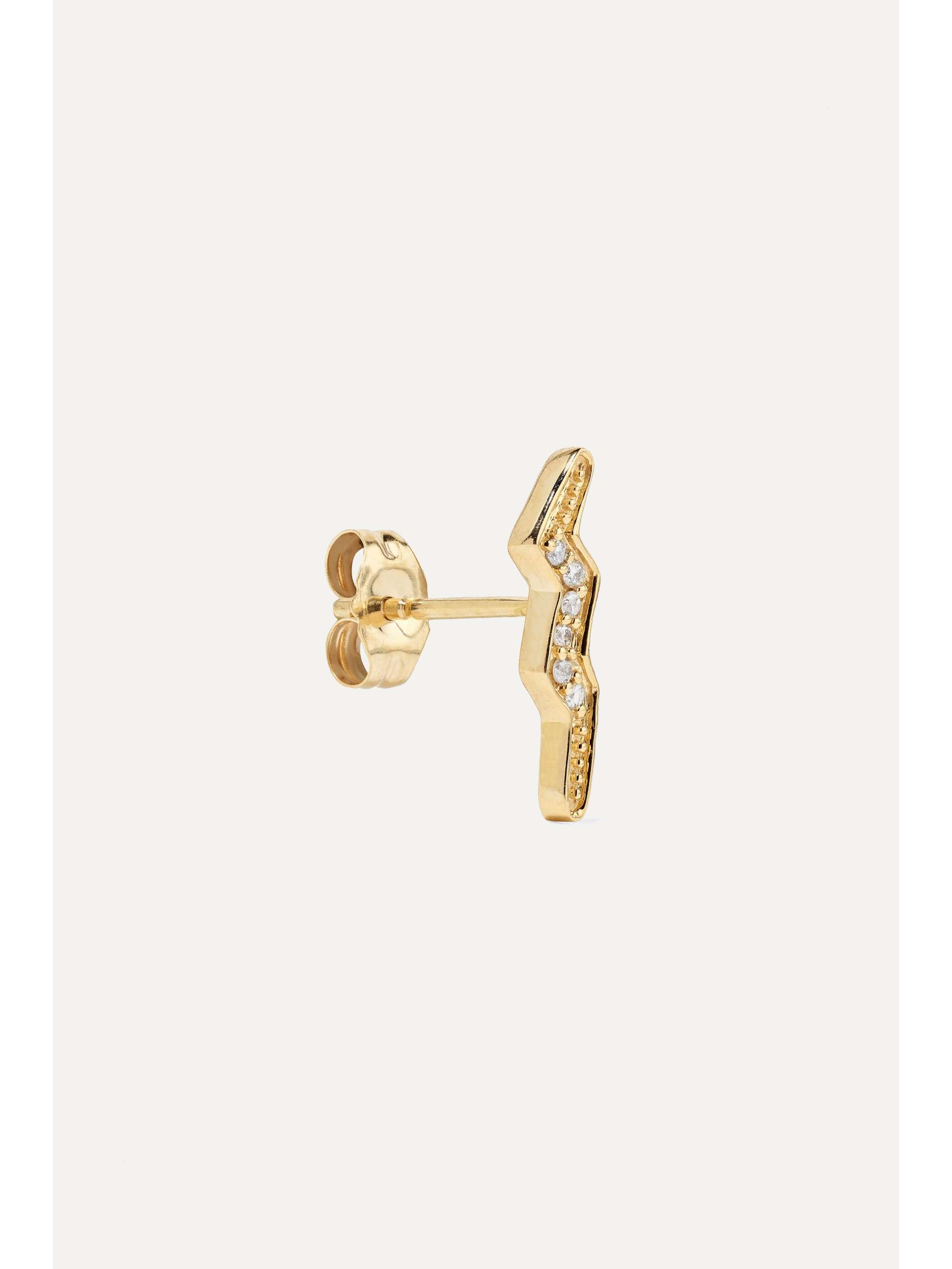 ANDREA FOHRMAN Mini Lightning Bolt 14-karat gold diamond single earring