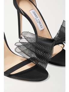 JIMMY CHOO Aveline 100 bow-embellished grosgrain sandals | NET-A-PORTER