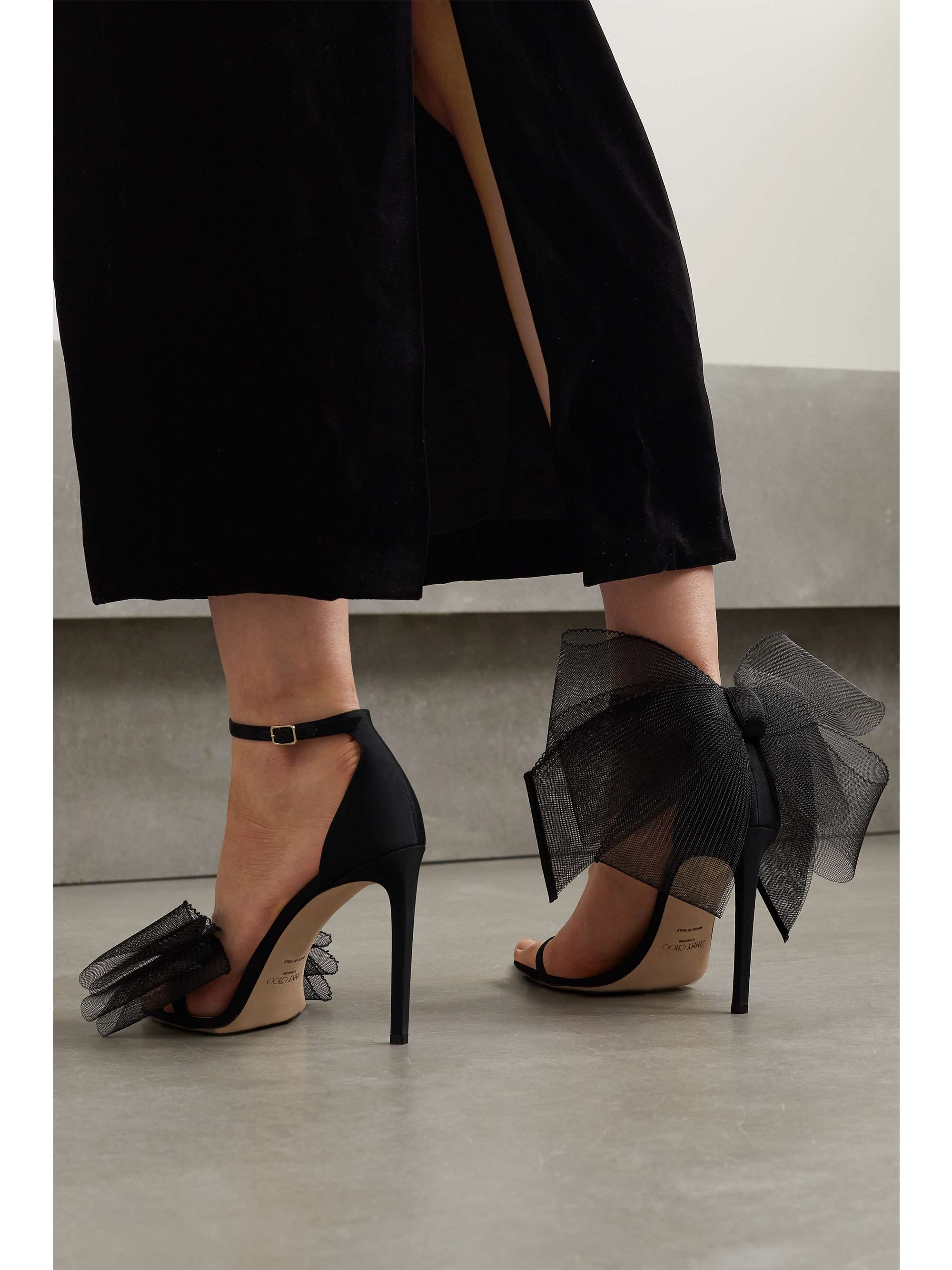 Black Aveline satin sandals | JIMMY | NET-A-PORTER