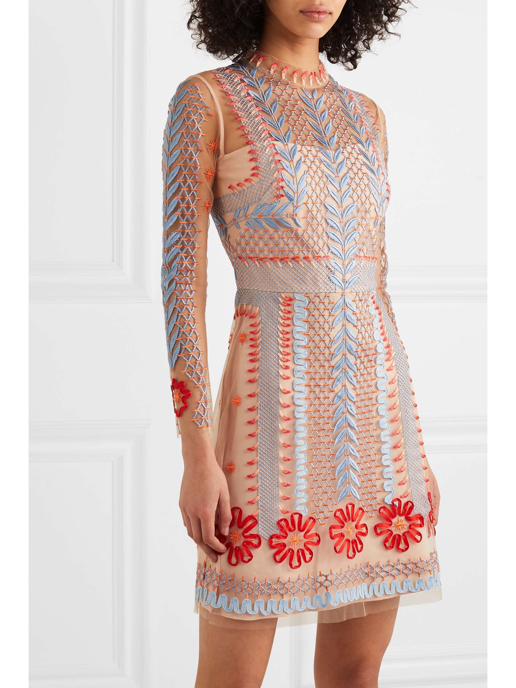 TEMPERLEY LONDON Teahouse embroidered tulle mini dress