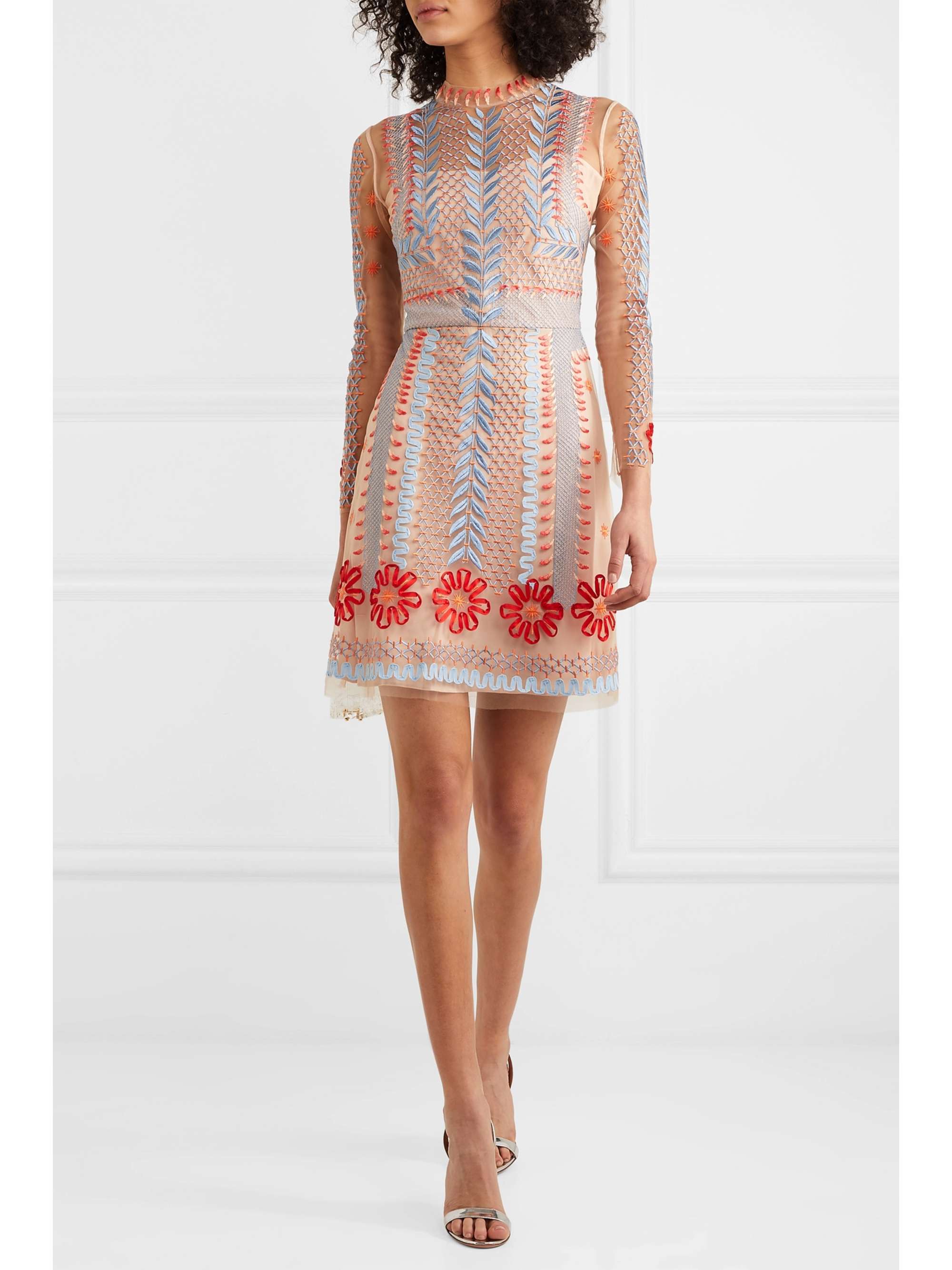 TEMPERLEY LONDON Teahouse embroidered tulle mini dress