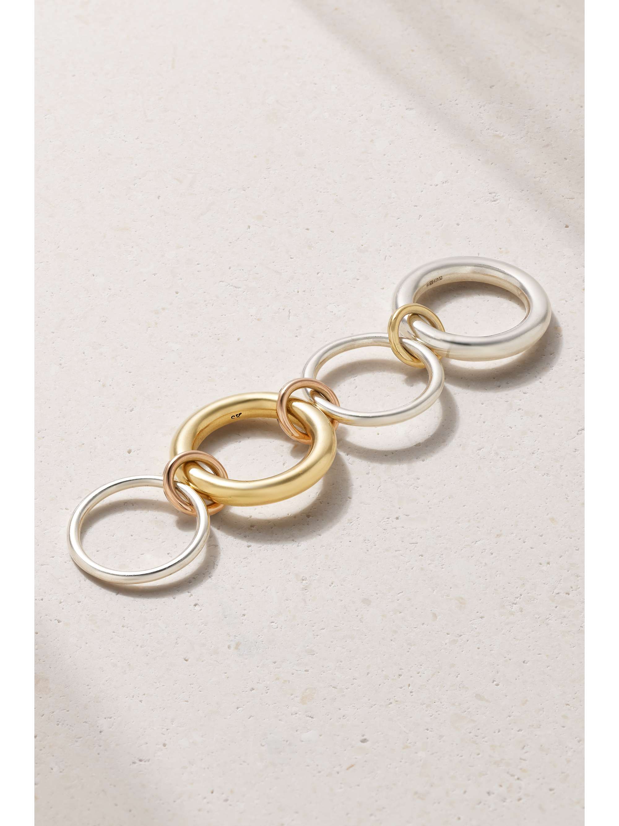 SPINELLI KILCOLLIN Cici set of four 18-karat yellow and rose gold and sterling silver rings