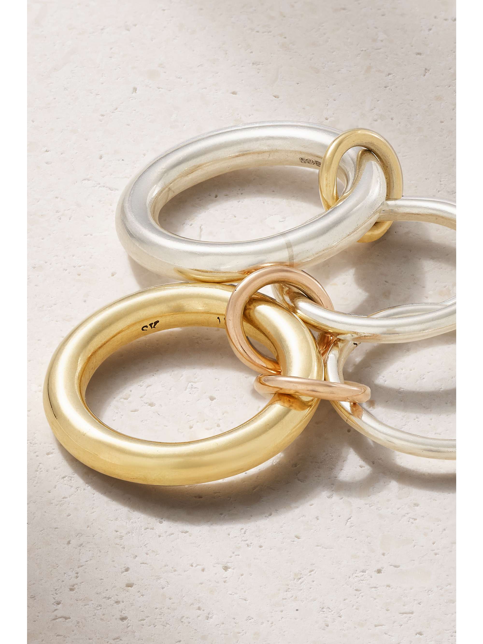 SPINELLI KILCOLLIN Cici set of four 18-karat yellow and rose gold and sterling silver rings