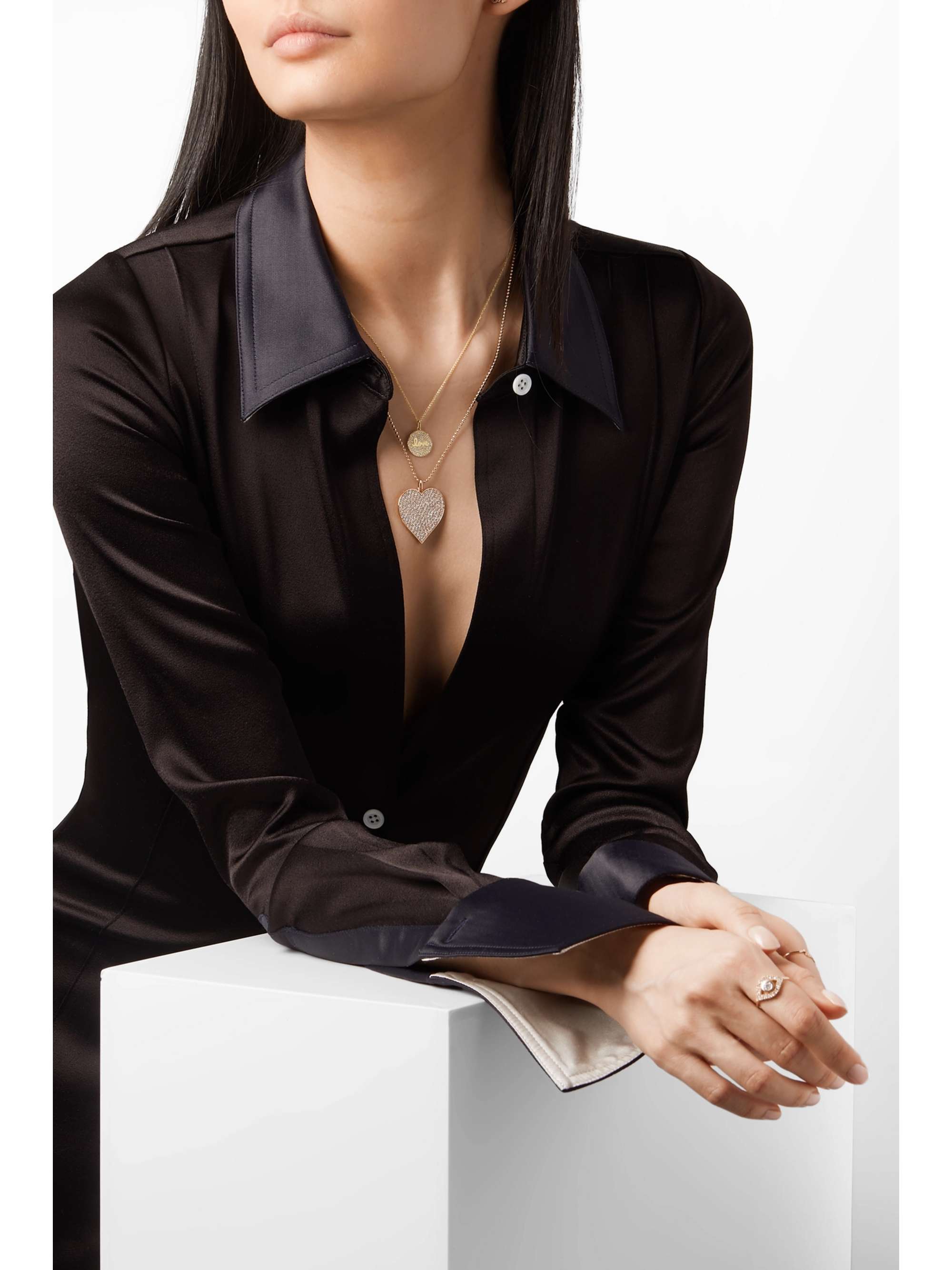 SYDNEY EVAN Love 14-karat gold diamond necklace