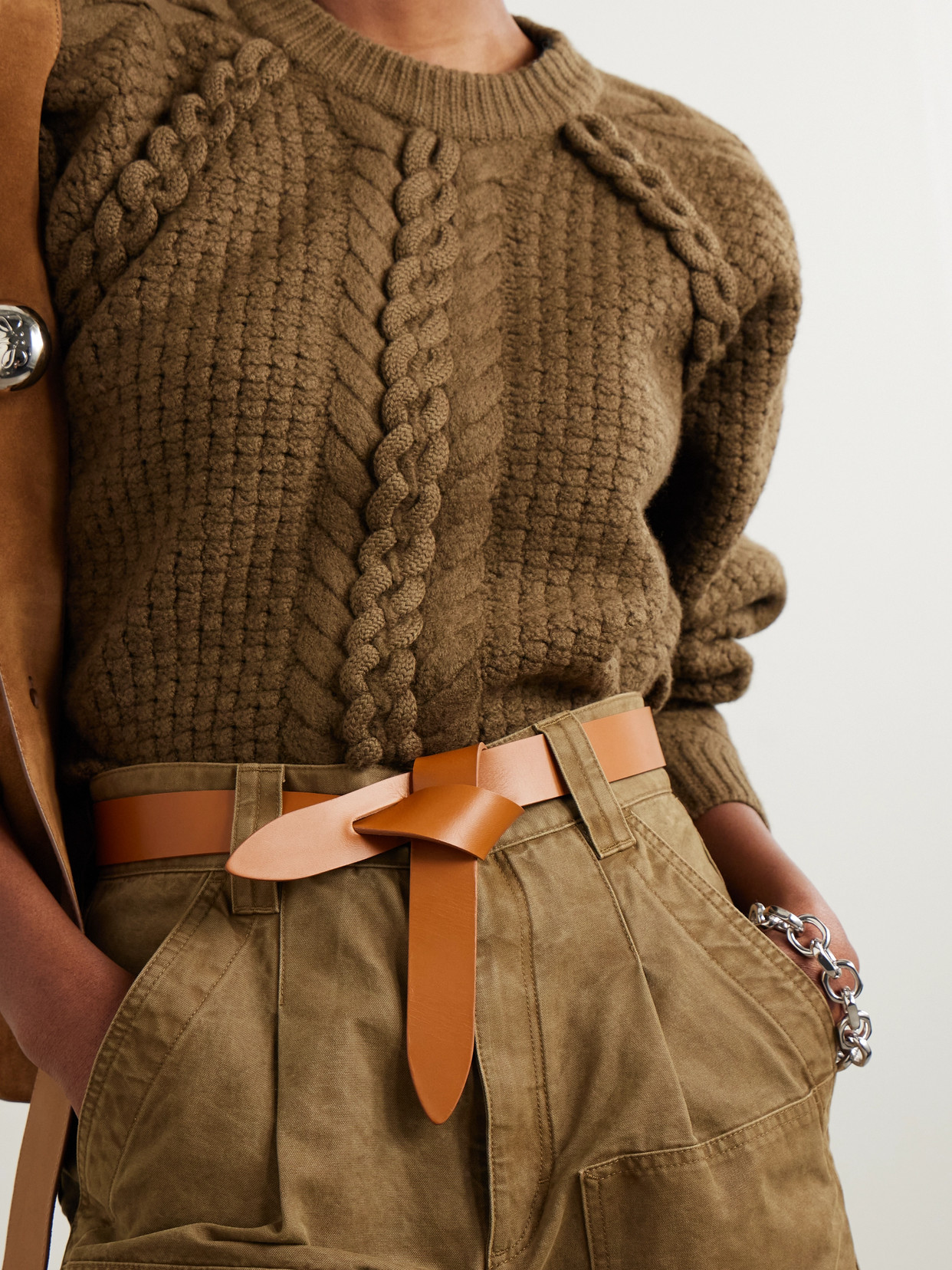 Shop Isabel Marant Lecce Leather Belt In Tan