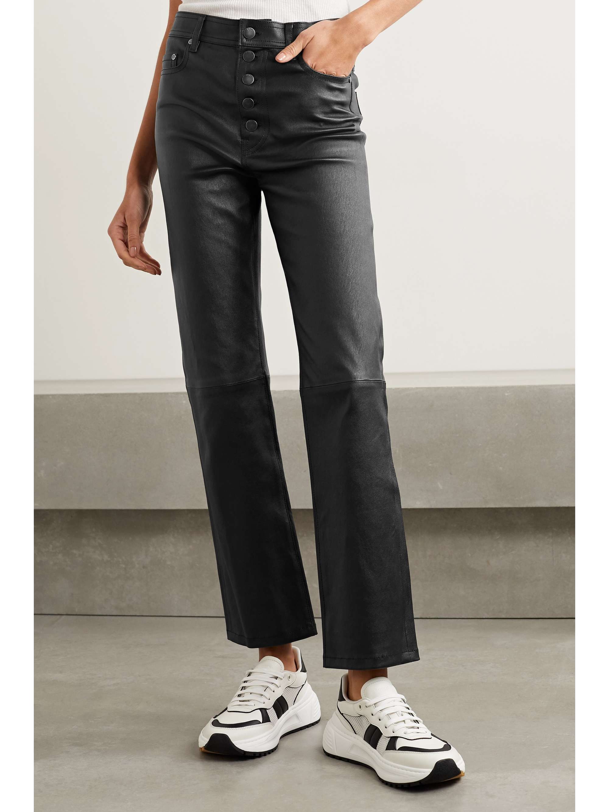 Black Den cropped leather straight-leg 
