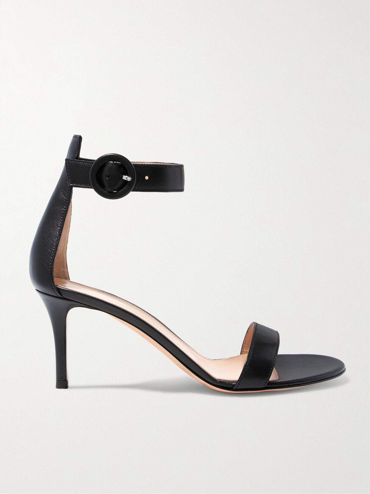 Shop Gianvito Rossi Portofino 70 Leather Sandals In Black