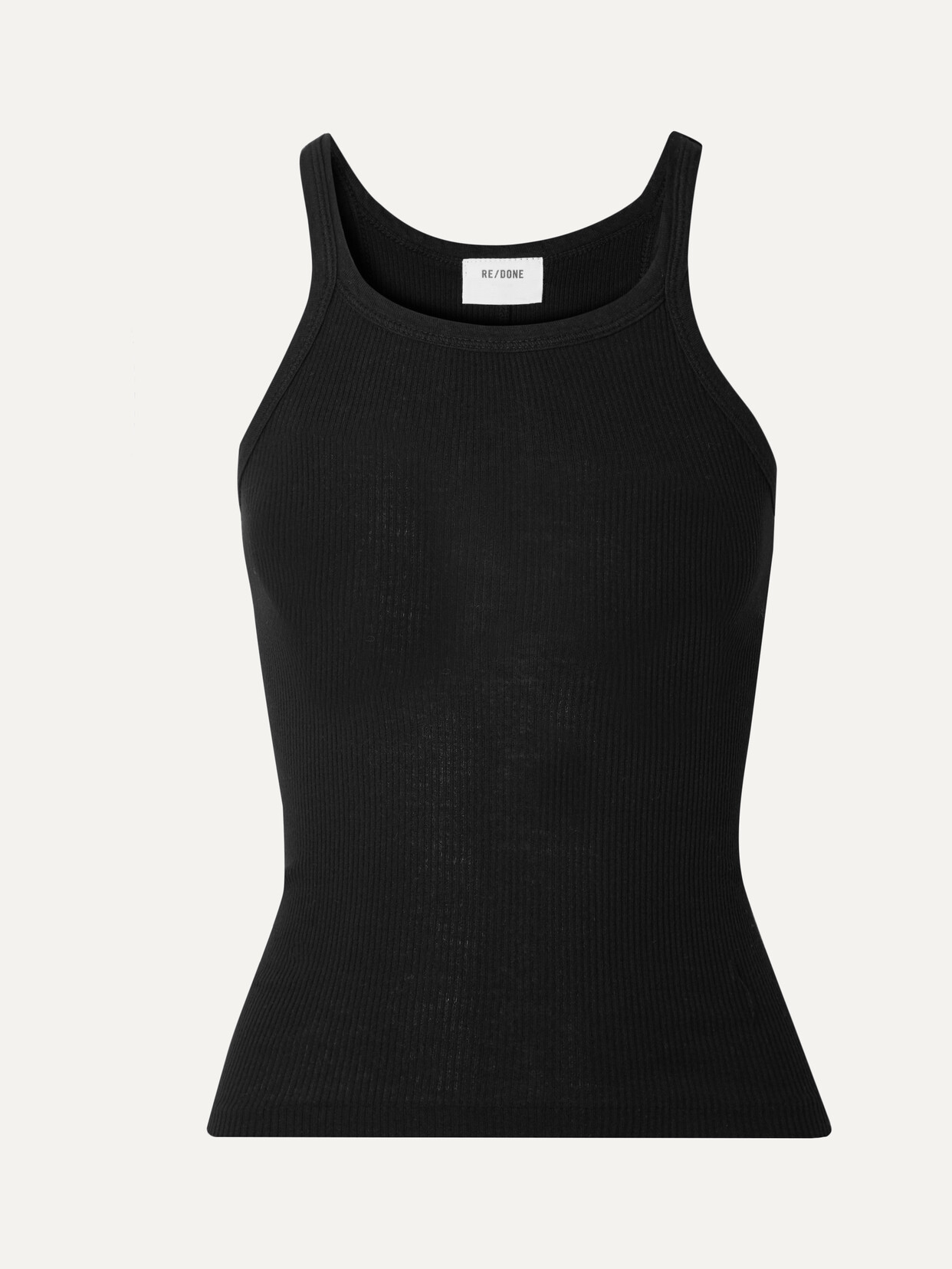 Re/done Ribbed Cotton-jersey Tank In Black  