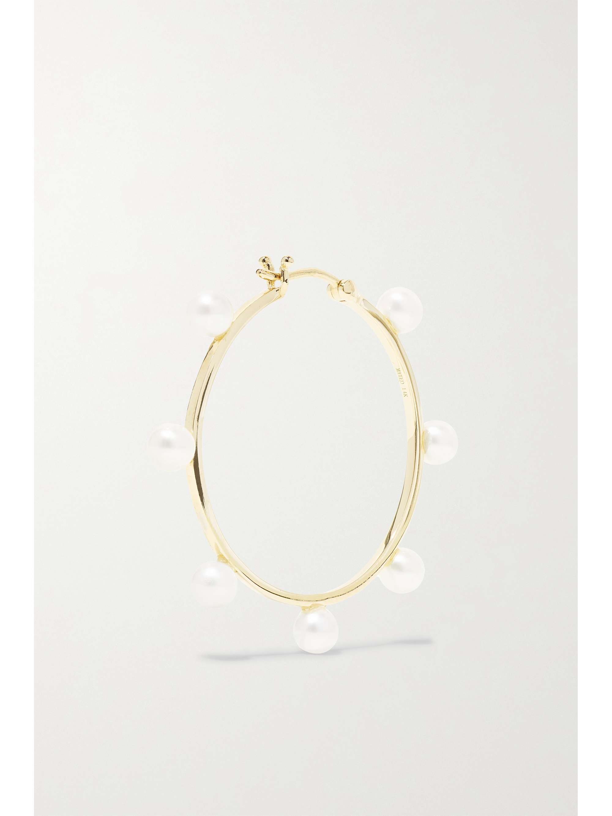 MATEO Large Dot 14-karat gold pearl hoop earrings