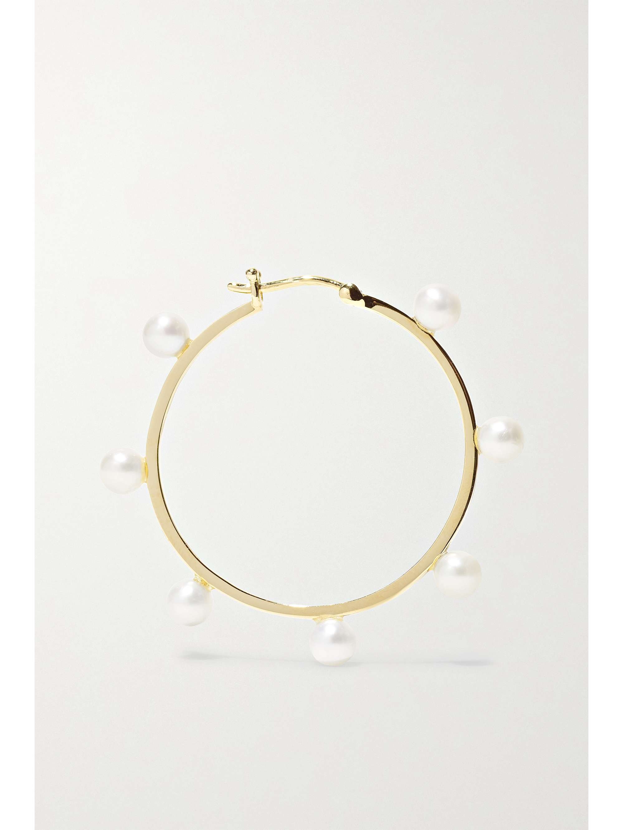MATEO Large Dot 14-karat gold pearl hoop earrings