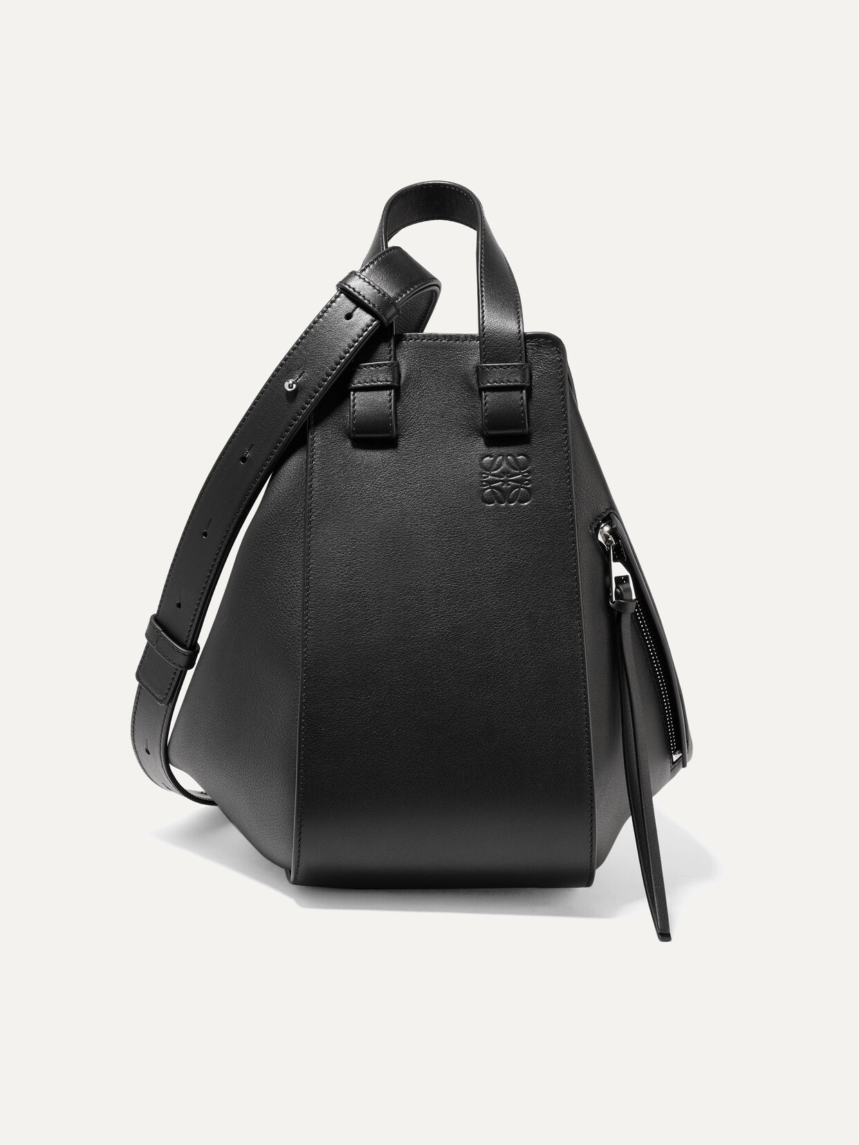 Loewe Hammock Small Textured-leather Shoulder Bag In Black