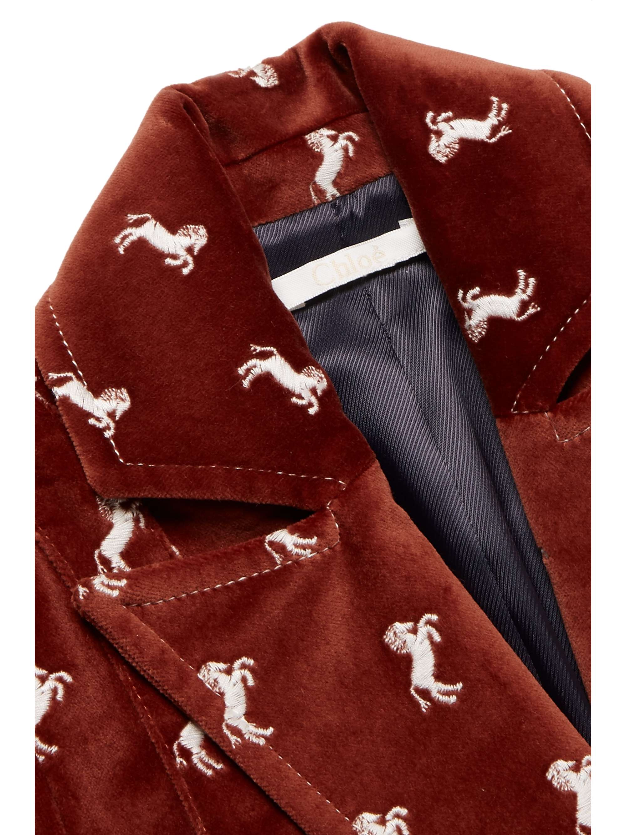 CHLOÉ KIDS Ages 6 - 12 embroidered cotton-velvet blazer