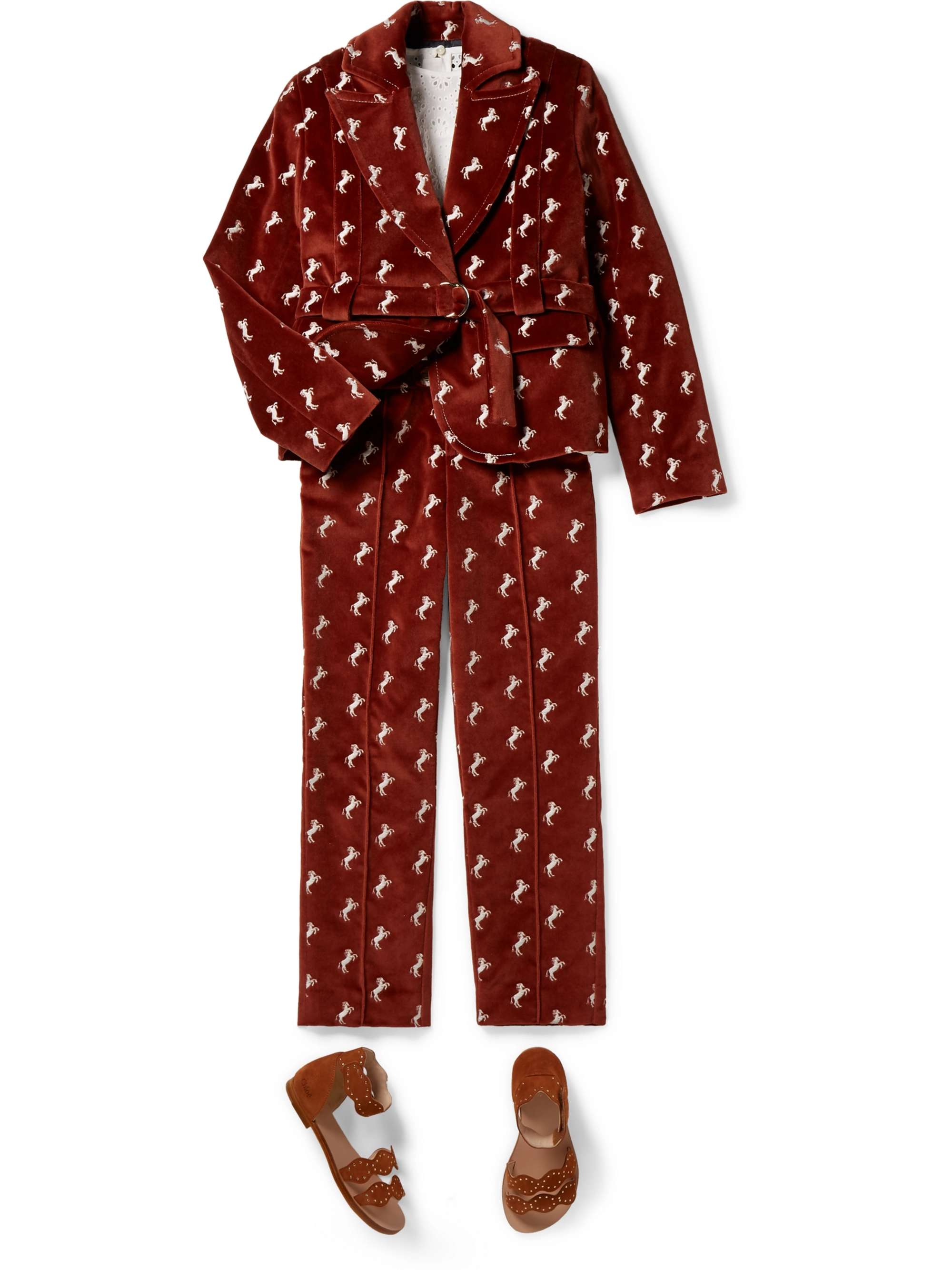CHLOÉ KIDS Ages 6 - 12 embroidered cotton-velvet blazer