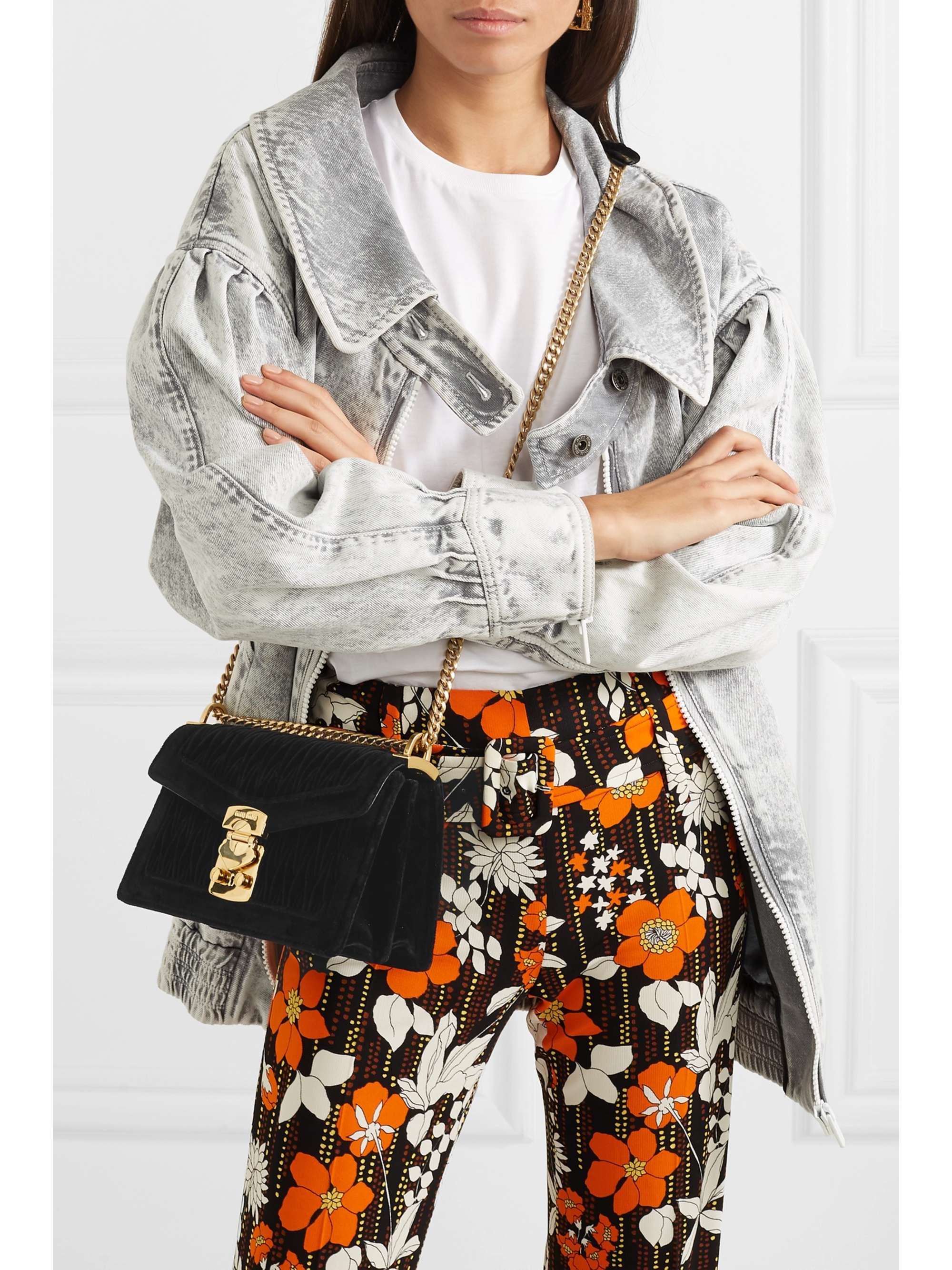 MIU MIU Confidential matelassé velvet shoulder bag NETAPORTER