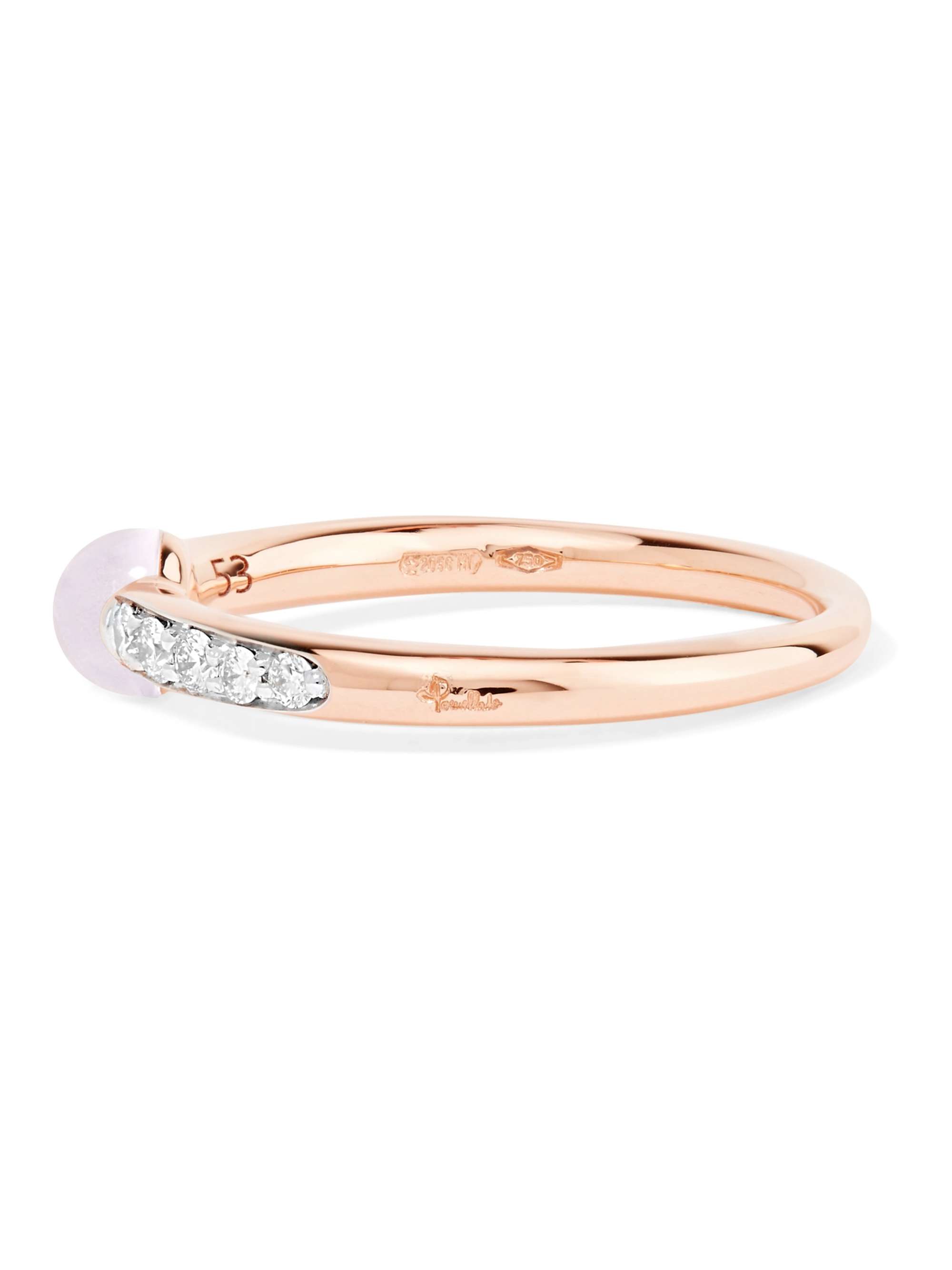 POMELLATO M'ama non M'ama 18-karat rose gold, diamond and moonstone ring