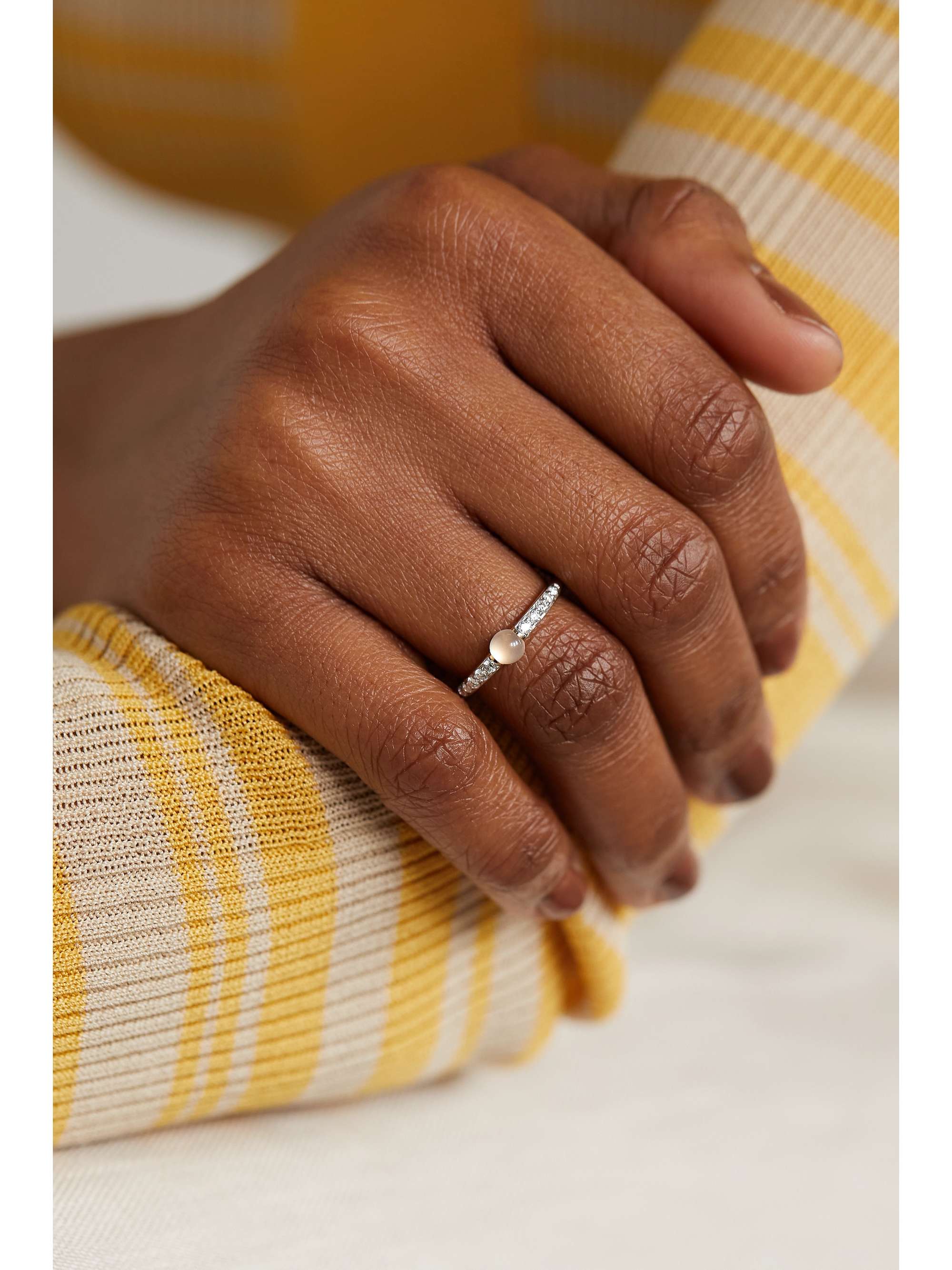 POMELLATO M'ama non M'ama 18-karat rose gold, diamond and moonstone ring