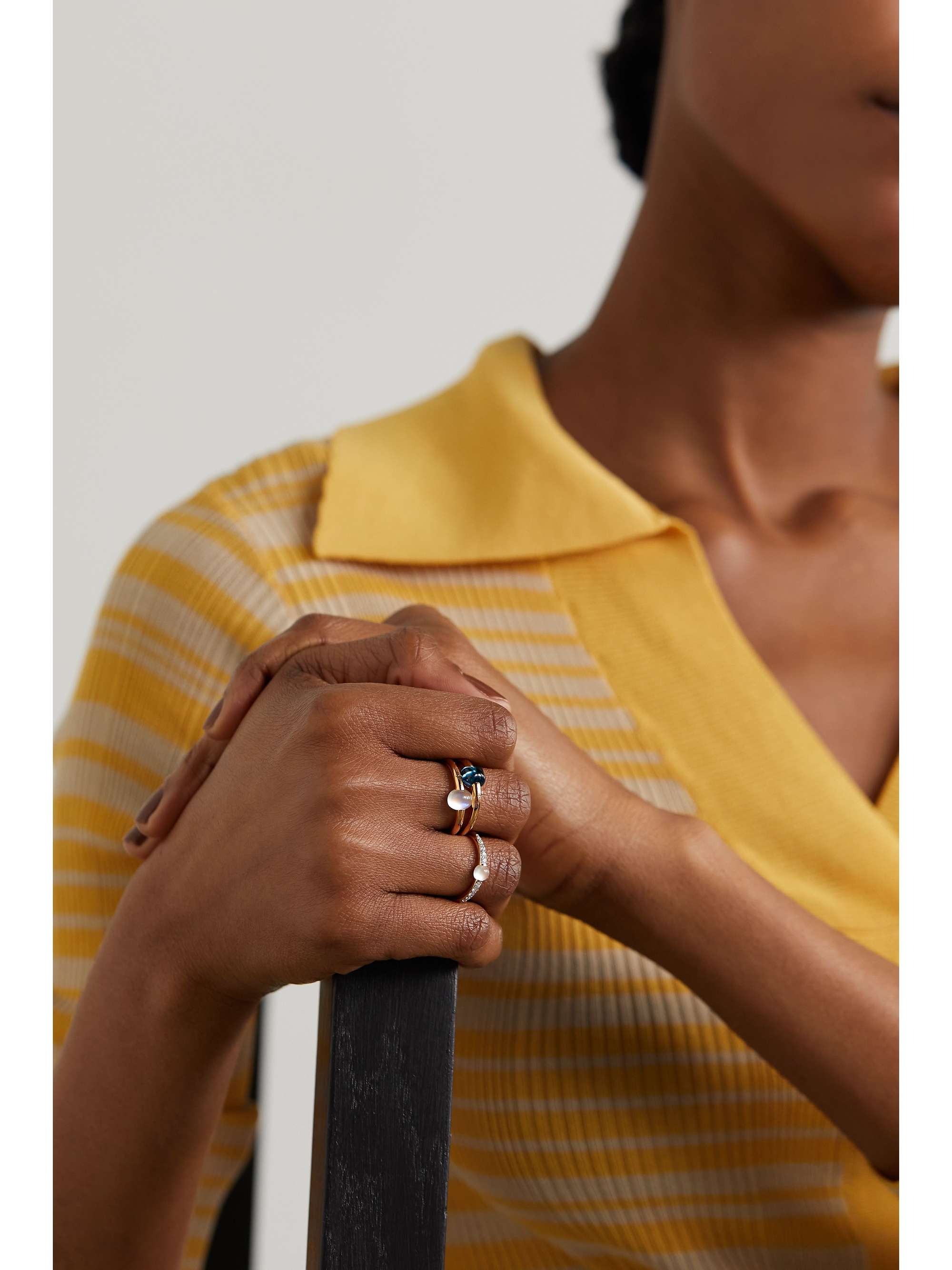 POMELLATO M'ama non M'ama 18-karat rose gold, diamond and moonstone ring