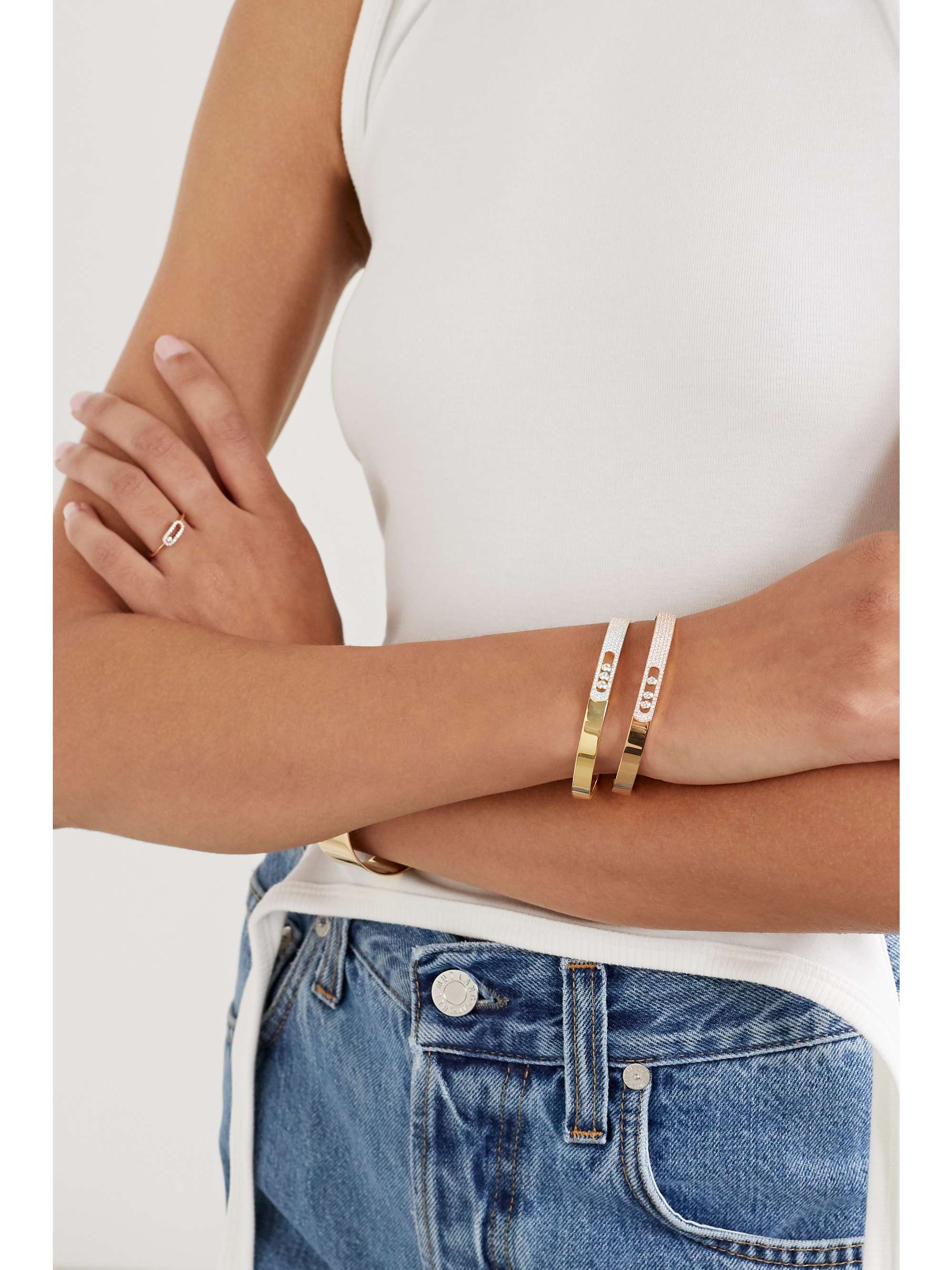 MESSIKA Bracelet jonc en or blanc 18 carats (750/1000) et diamants Move Noa